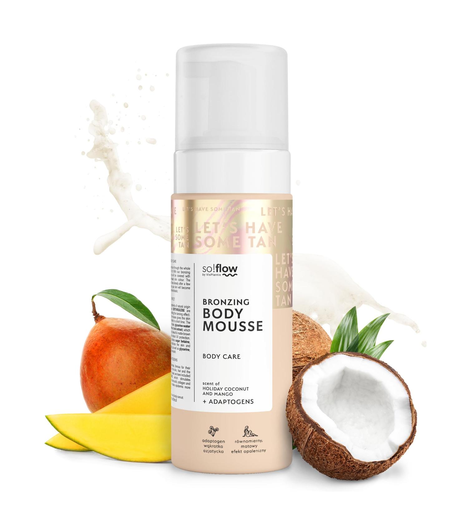 So!Flow Body Bronzing Mousse - For a Natural and Luminous Tanned Complexion All Year Round with Carrot and Walnut Leaf Extracts Intense Hydration Exotic Coconut and Mango Scent - Buy Online on GoSupps.com