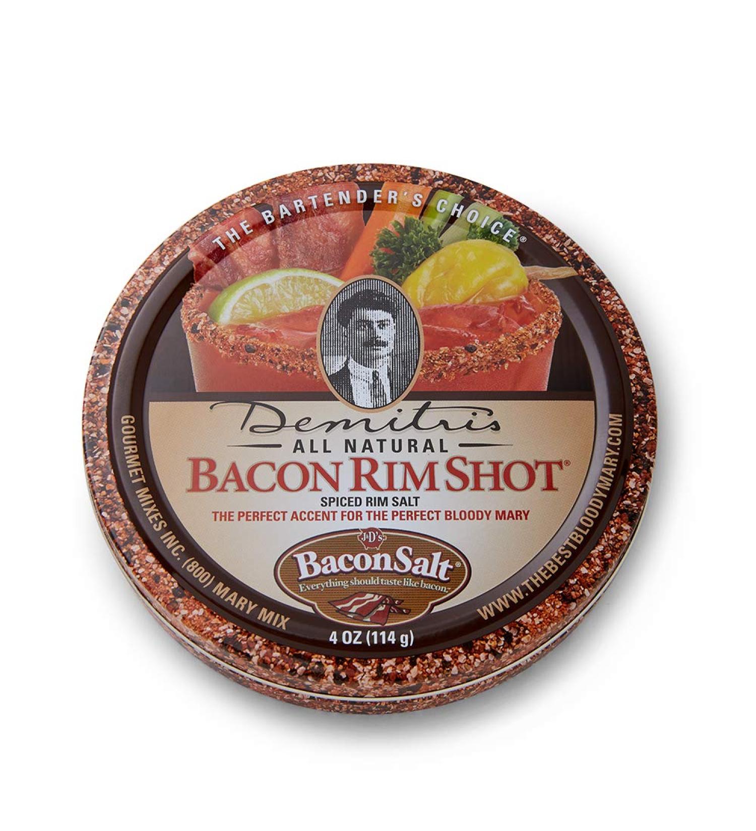 Demitri's Bacon RimShot Spiced Rim Salt 4-Ounce Tins (Pack of 4)