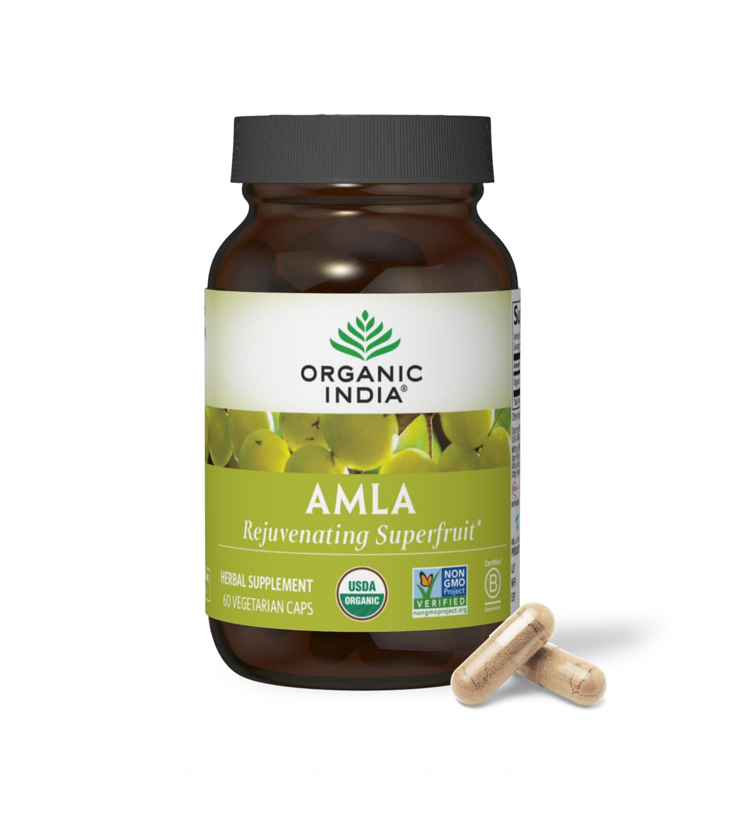 ORGANIC INDIA Amla Capsules Organic - Indian Gooseberry Herbal Vitamin Supplement Amla Supplement Immune Support Vegan Gluten-Free Ayurvedic Antioxidant Non-GMO - 60 Capsules 60 Count (Pack of 1) - Buy Online on GoSupps.com