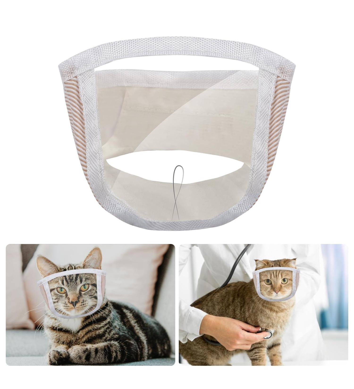 Transparent Breathable Cat Muzzle Anti-bite and Anti-lick Pet Mask for Grooming Bathing Nail Clipping Cotton Cat Mouth Cover Suitable for Aggressive Cat Kittens with a Head Circumference of 9.84-11.81in(25-30cm) - Buy Online on GoSupps.com