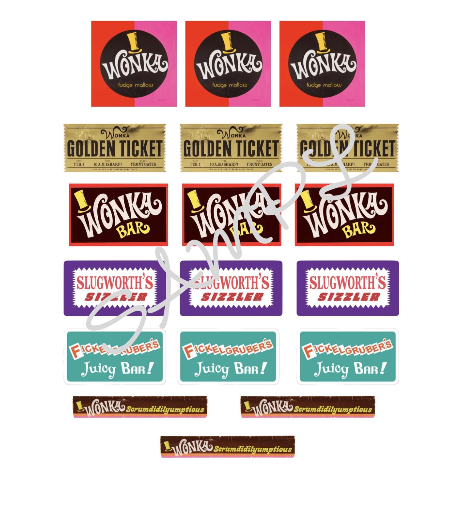 Wonka Bar/Charlie and the Chocolate Factory Cupcake Toppers Icing Sheet
