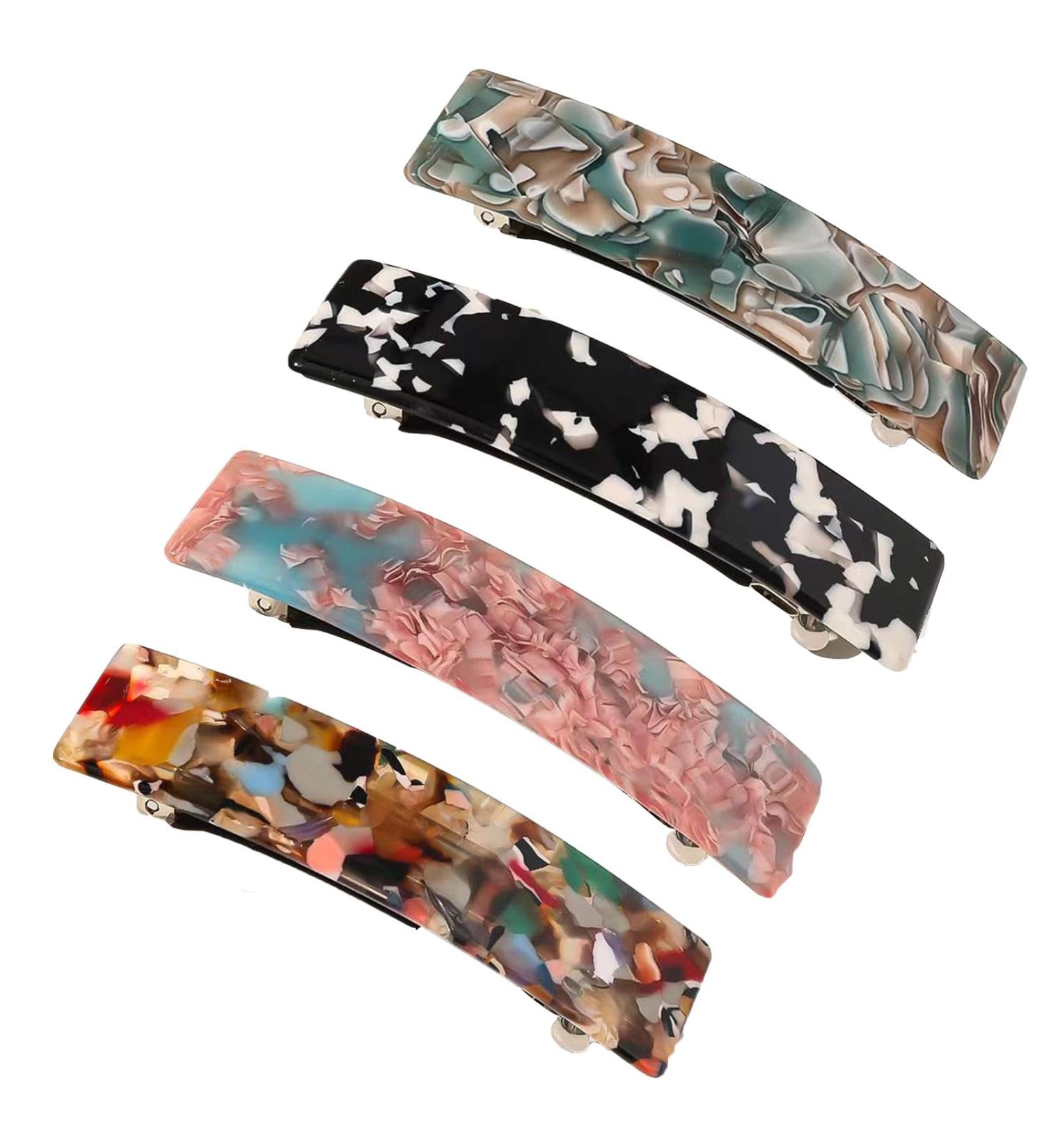 Rectangular Acetate Hair Clips - French Style Hair Accessories for Thin & Thick Hair (Set of 4) - Shop Internationally - Buy Online on GoSupps.com