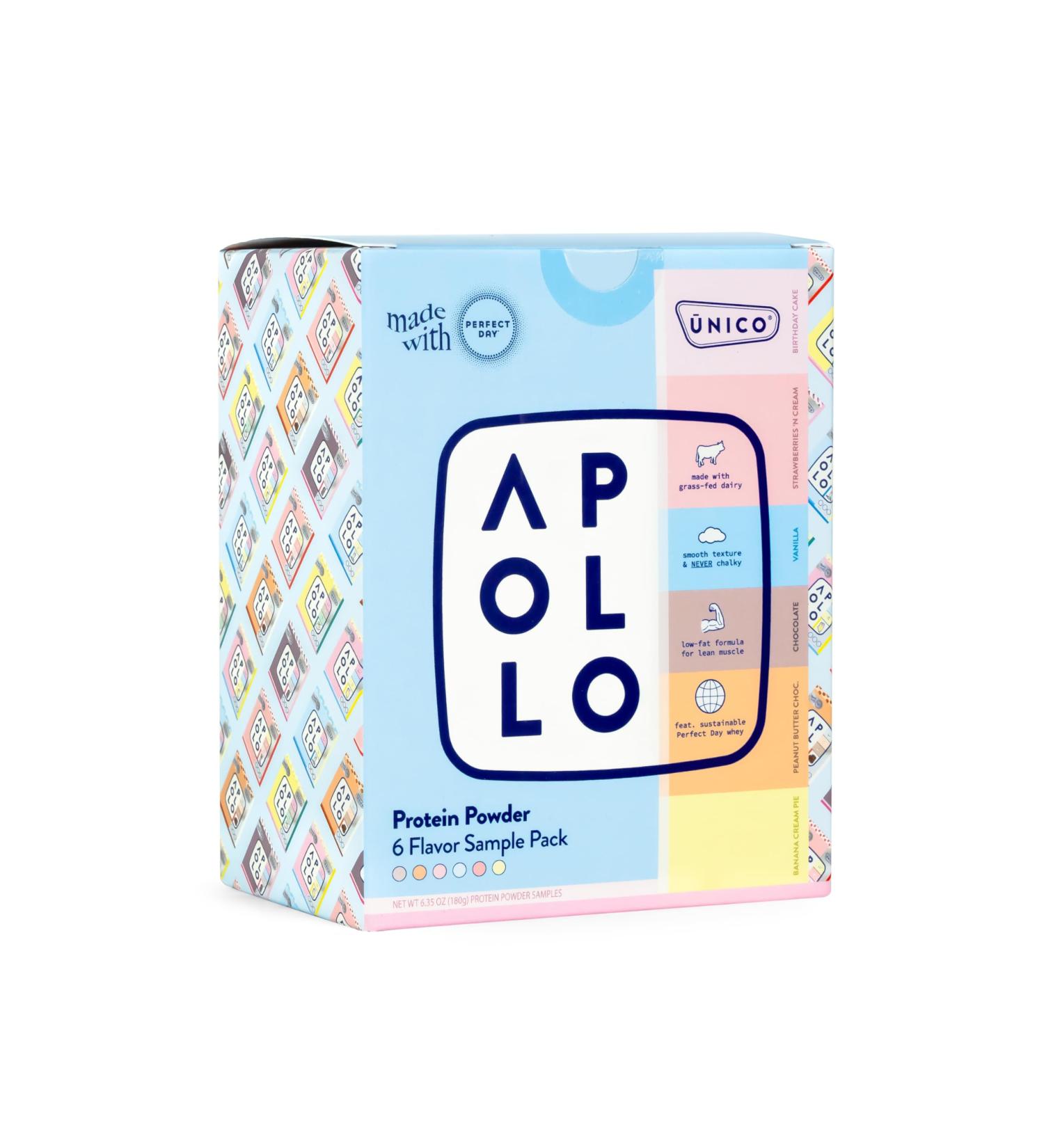 Unico Apollo Protein Powder Samples - Try 6 Delicious Flavors | Convenient Single-Serve Pouches | 100% Grass-Fed Whey Casein & Egg White Protein - Buy Online on GoSupps.com