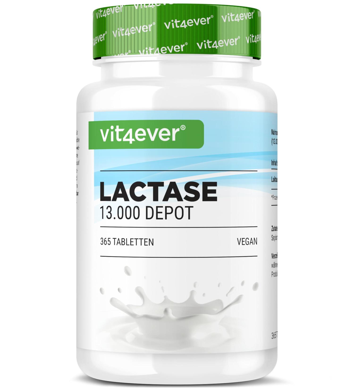 Lactase 13 000 Depot - 365 Sepismart Slow Release Tablets - High Dosed with 13 000 FCC Units - For Lactose Intolerance and Milk Intolerance - No Additives - Buy Online on GoSupps.com