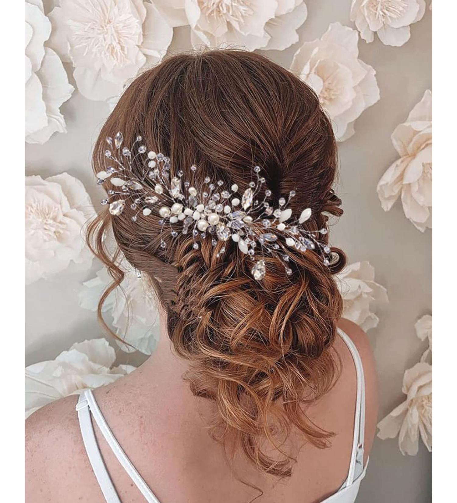 Unicra Crystal Bridal Hair Vines - Elegant Silver Hair Accessories & Headpieces for Women & Bridesmaids - Buy Online on GoSupps.com