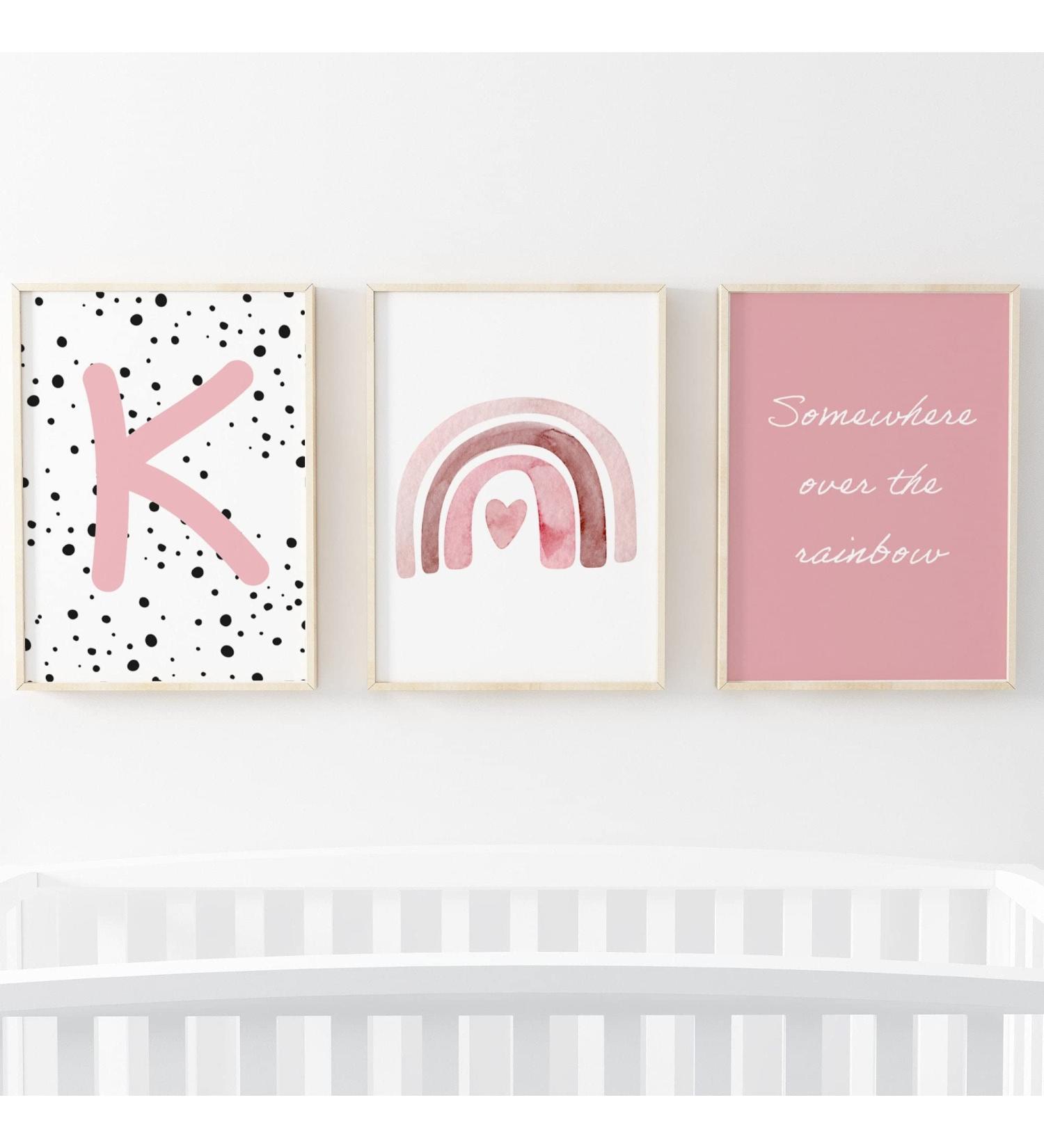 Pompom Prints Set - Rainbow Nursery Decor for Girls Bedroom - Scandi Boho Style Playroom Wall Art (A4 Size) - Buy Online on GoSupps.com