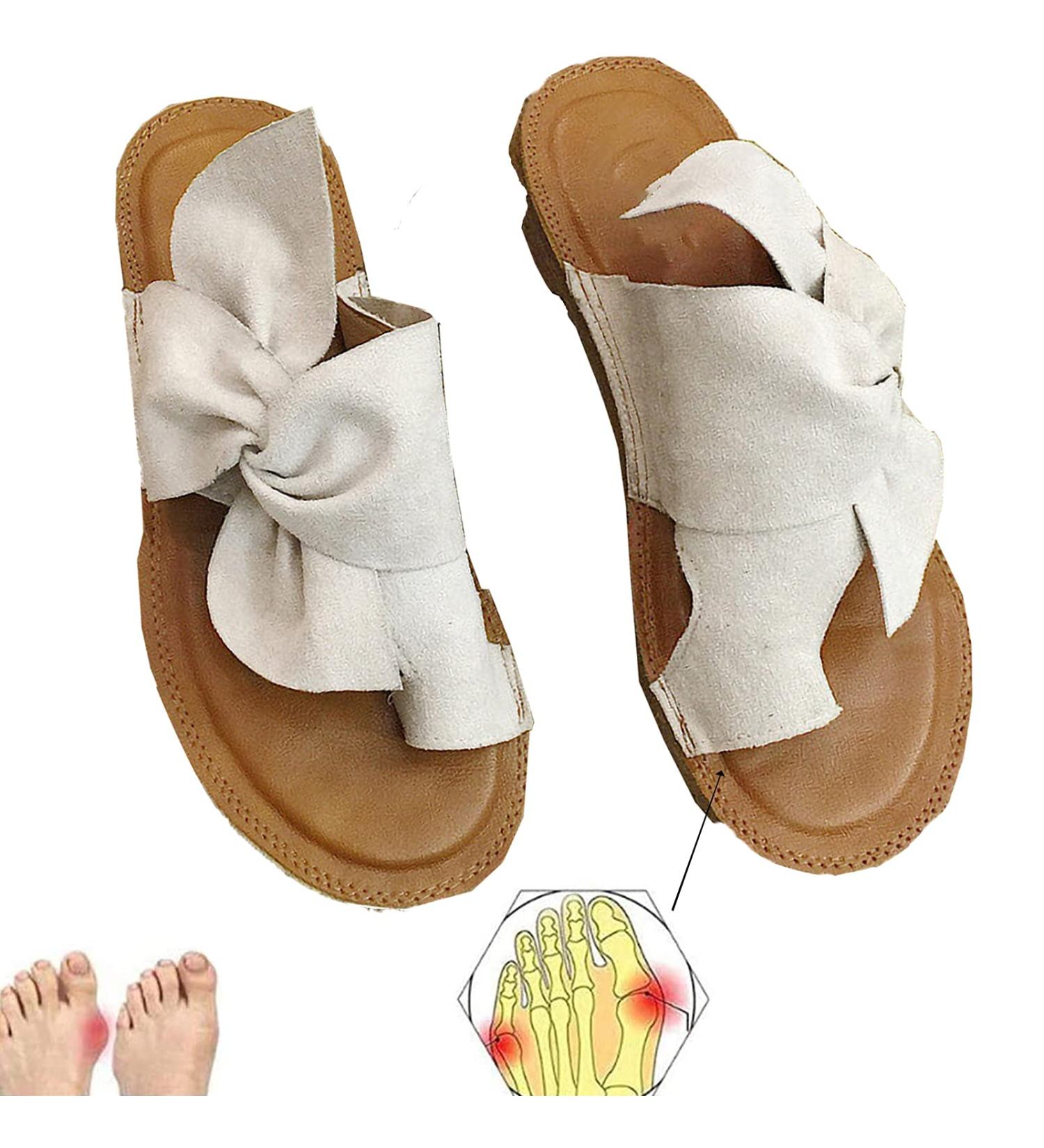 Orthopedic Bunion Corrector Platform Sandals - White, Size 40 - Comfortable Wedge Flip Flops for Bunion Relief and Outdoor Walking - Buy Online on GoSupps.com