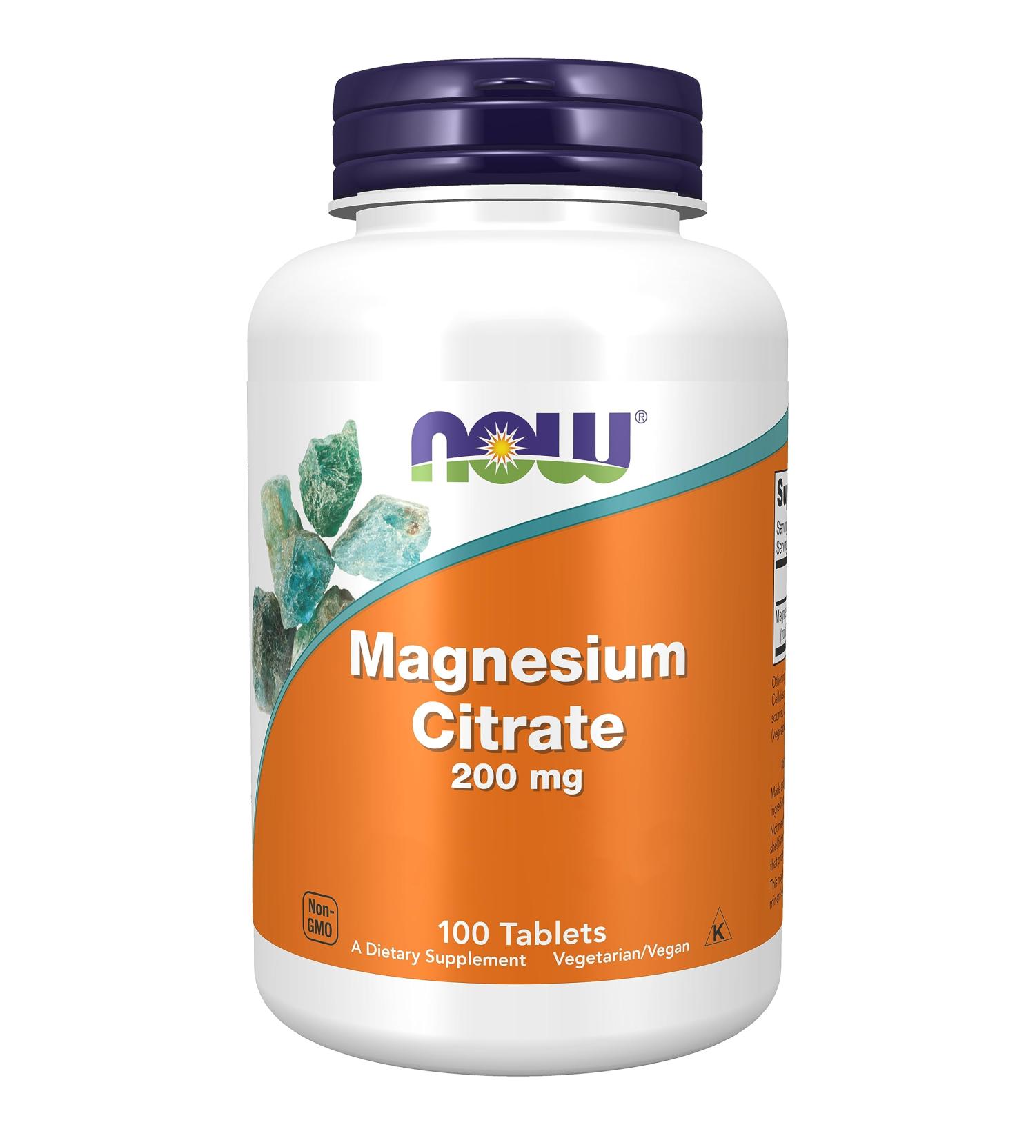 Now Foods Magnesium Citrate 200mg Magnesium 100 Vegan Tablets Lab Tested Vegetarian Gluten Free Soy Free Non-GMO - Buy Online on GoSupps.com