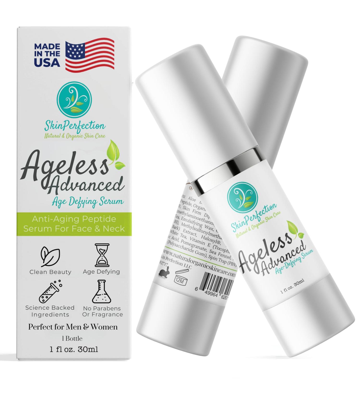 Ageless Advanced Age-Defying Serum with Peptides & Hyaluronic Acid - Anti-Aging Skin Firming Solution - Buy Online on GoSupps.com