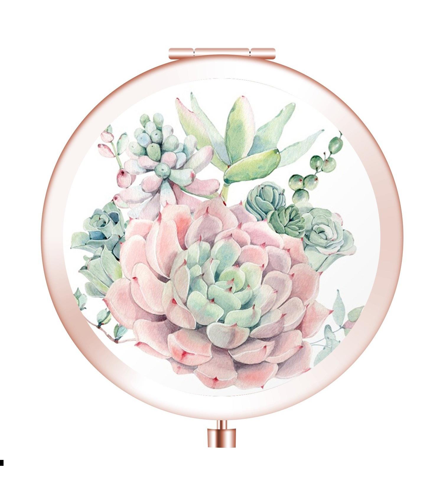 Customized Rose Gold Cactus Compact Mirror - Foldable Mini Makeup Mirror with 1x&2x Magnification for Travel Purse - Gift Idea - Buy Online on GoSupps.com