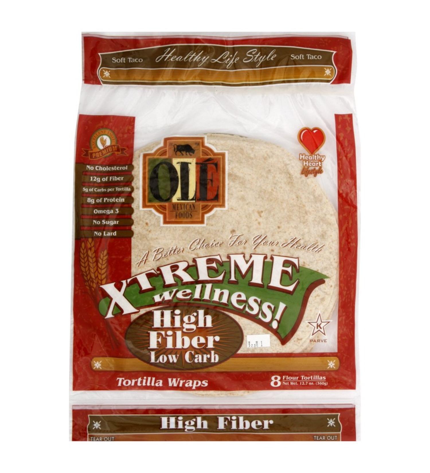 Ole Mexican High Fiber Low Carb Flour Tortillas, 12.7 Ounce (Pack of 6)