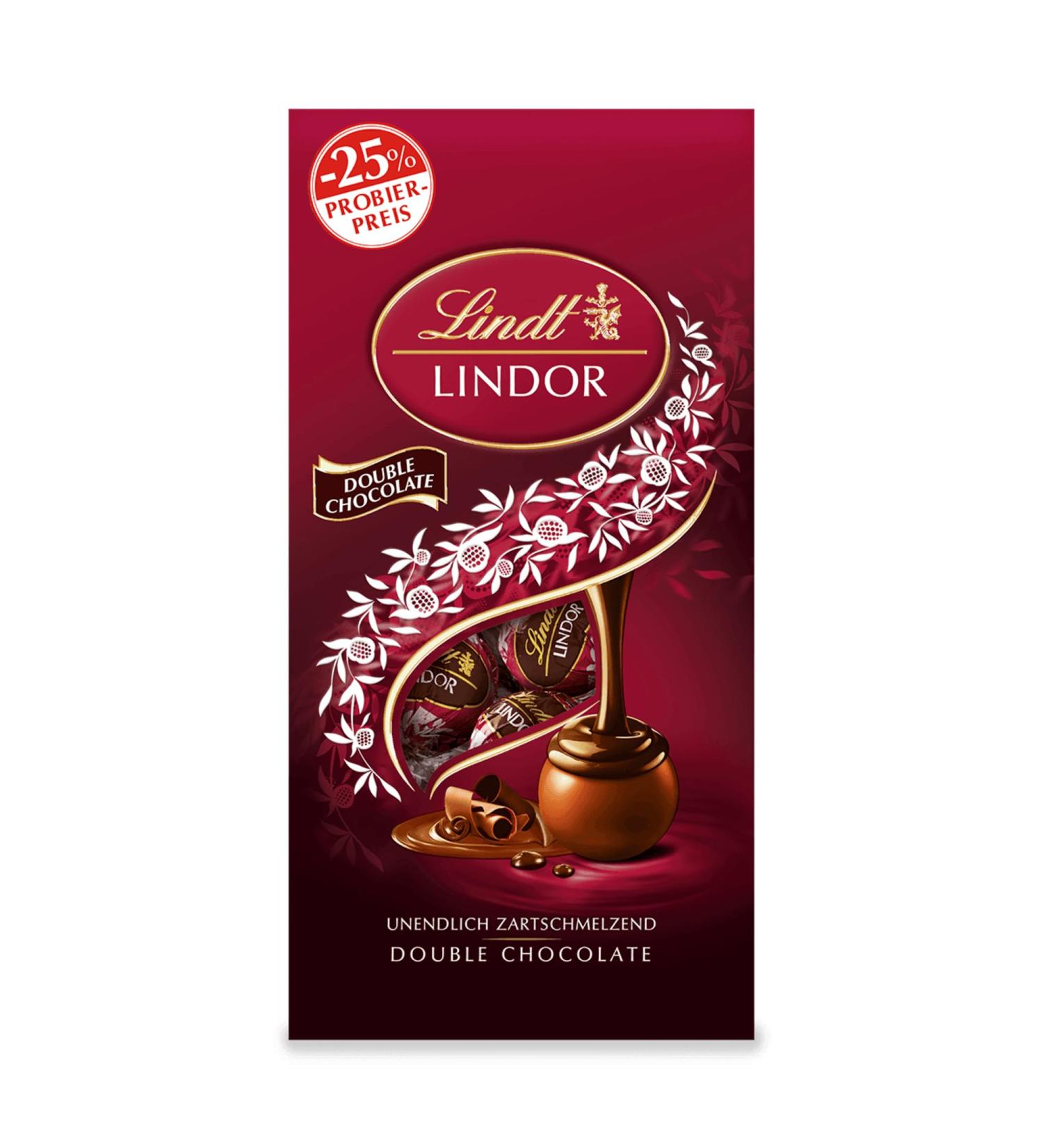 Lindt Lindor Double Chocolate Balls 137g | Premium Whole Milk Chocolate with Melting Filling | Perfect Praline Gift | Buy Internationally - Buy Online on GoSupps.com