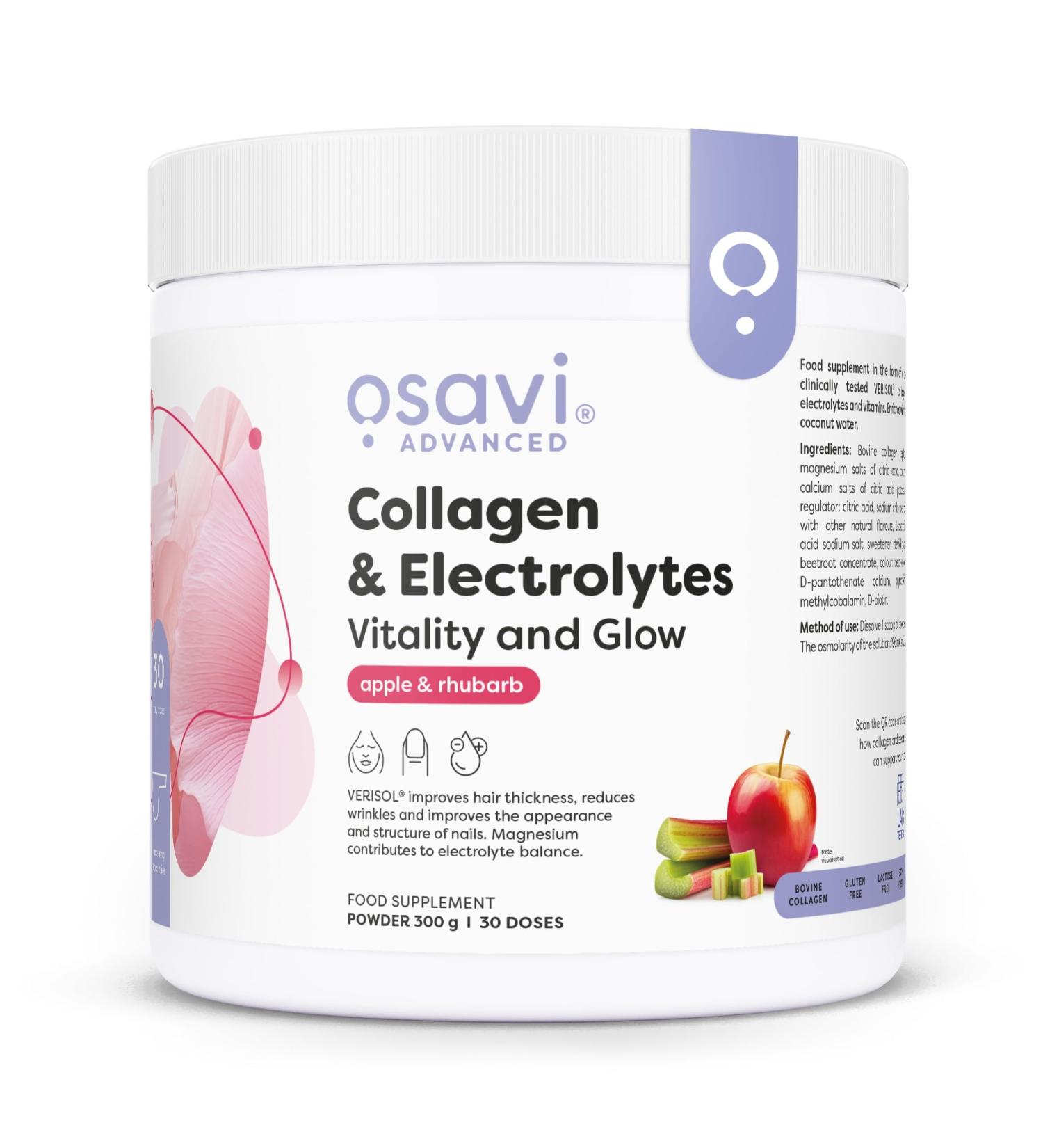  OSAVI Osavi Collagen Electrolytes Vitality and Glow Apple & Rhubarb - 300g - Buy Online on GoSupps.com