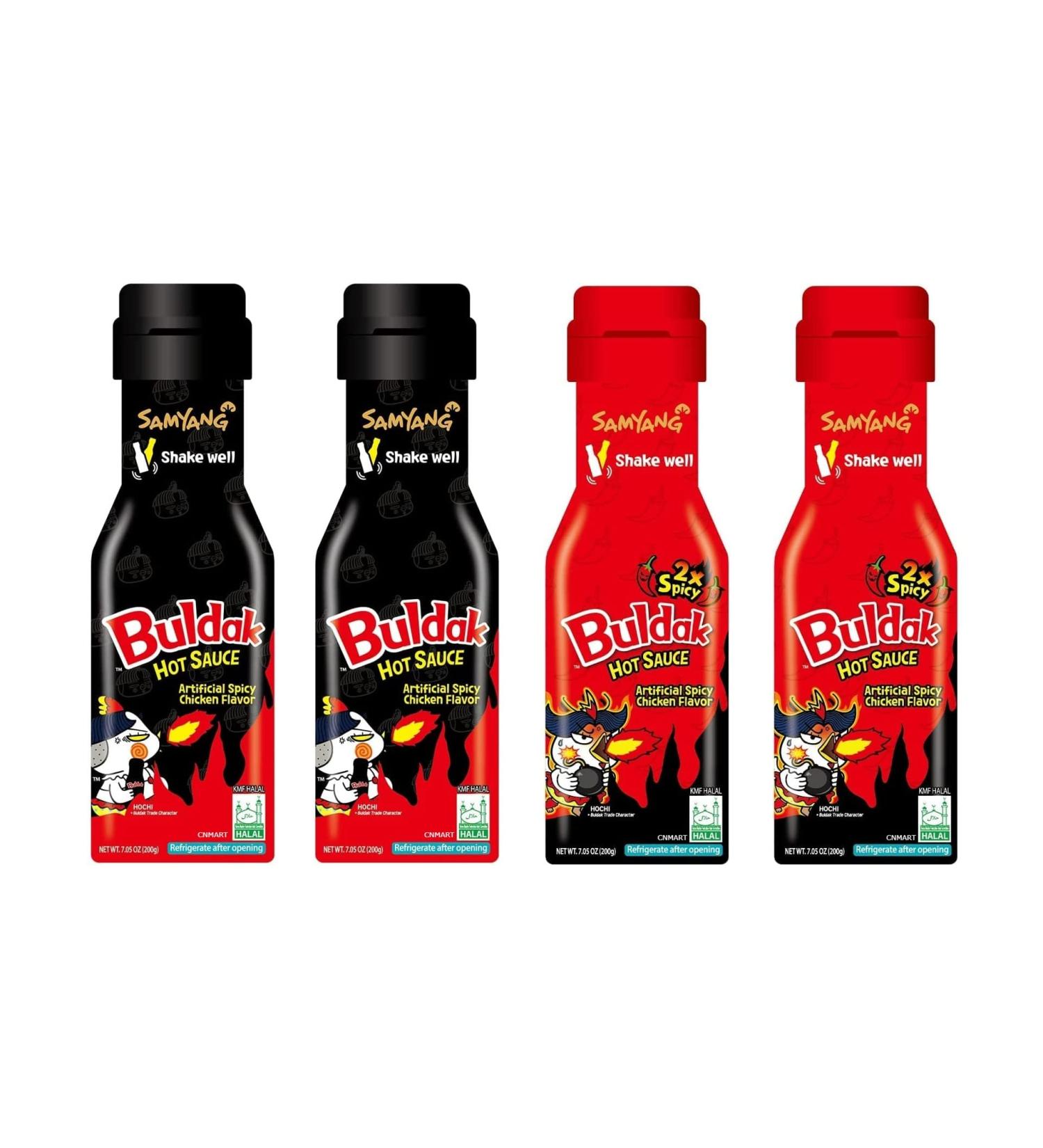 Samyang Extremely Spicy (Double Spicy) 2xSpicy Buldak Hot Chicken Flavour Sauce (2 packs) and Buldak Hot Chicken Flavour Sauce (2 packs) by CNMART - Buy Online on GoSupps.com