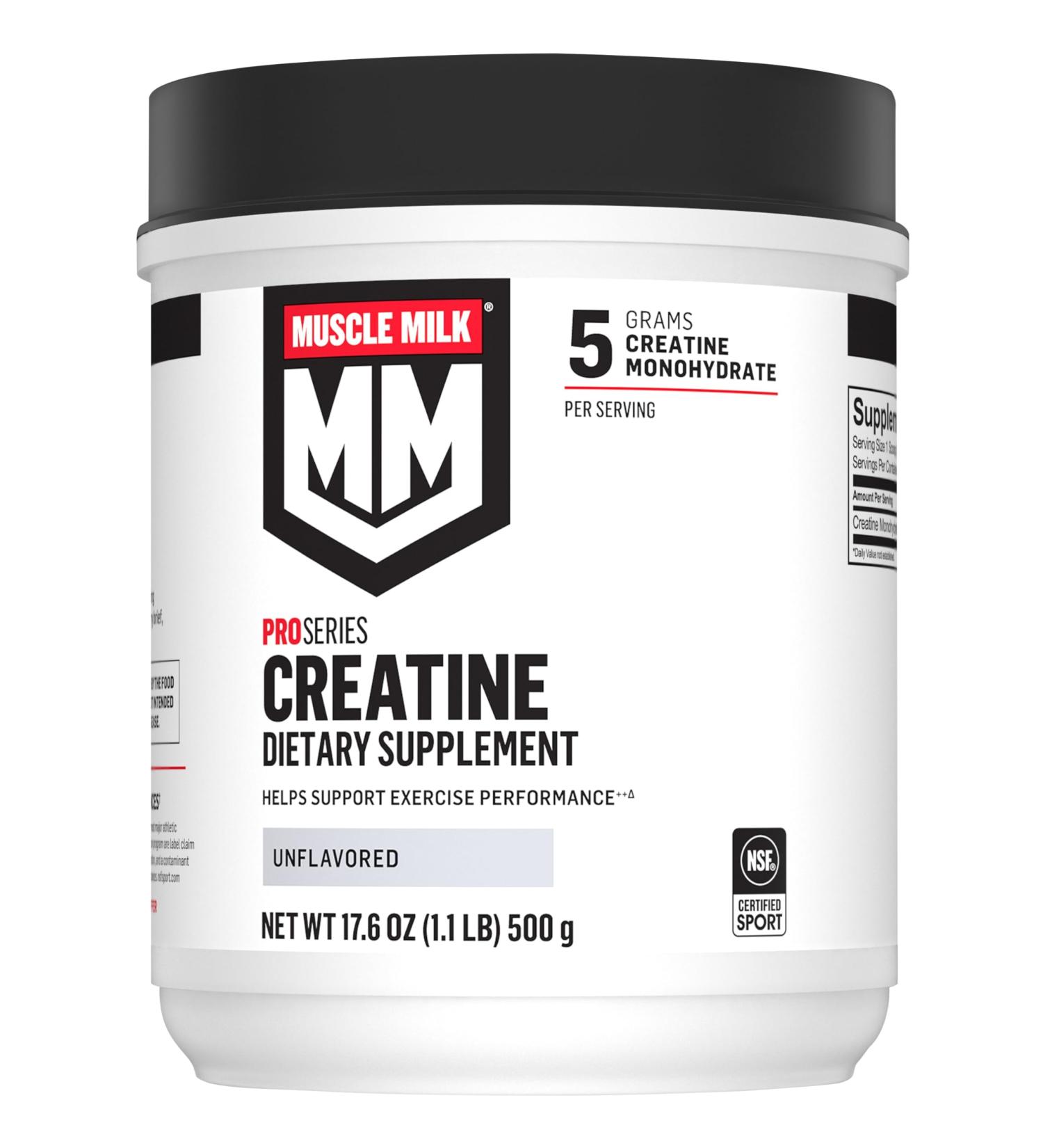 Muscle Milk Pro Series Creatine Powder Supplement Unflavored 1.1 Pound 100 Servings 5g Creatine Monohydrate NSF Certified for Sport Packaging May Vary - Buy Online on GoSupps.com