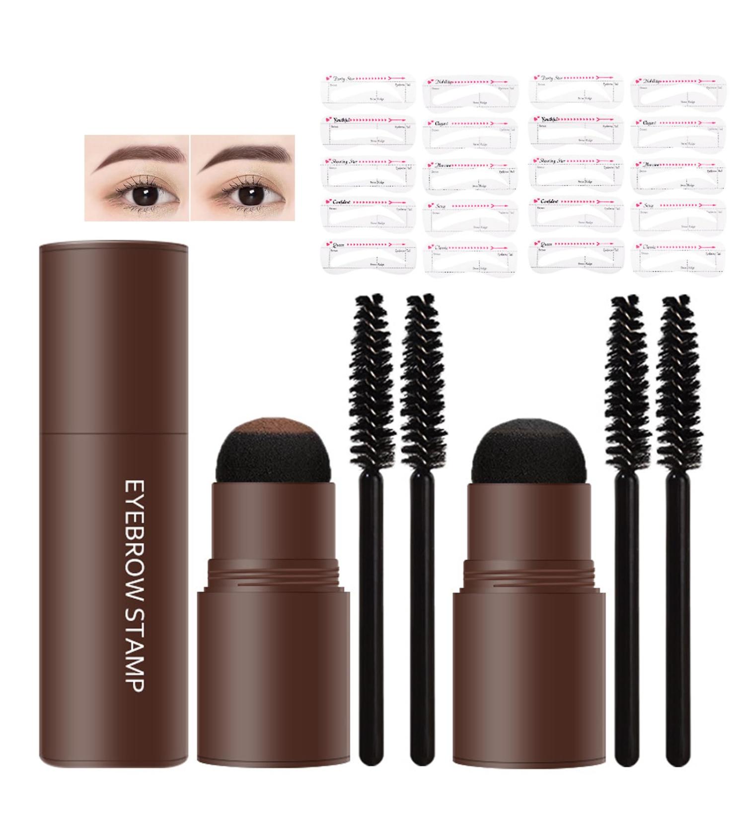 LXZJJM Eyebrow Stamp Stencil Kit Eyebrow Filling Powder Stamp Contains 10 Popular Shapes Brow Stencils and 2 eyebrow brush Easy to Use For Beginners to Nature Brow (02#Natural Brown+03#Dark Brown) 02+03 - Buy Online on GoSupps.com