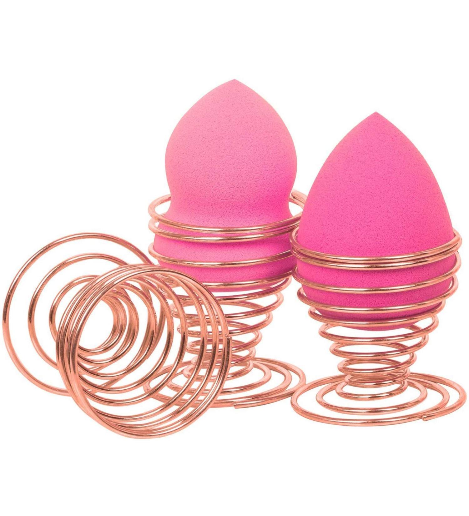 TRIXES Rose Gold Makeup Sponge Stand - 2 Piece Stainless Steel Wire Holder for Beauty Blenders - International Shipping Available - Buy Online on GoSupps.com