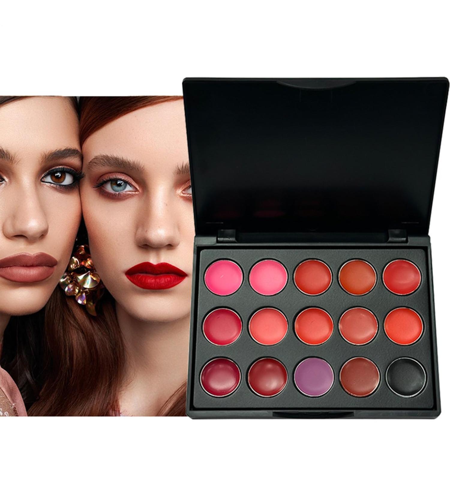 Palette de rouge l vres de maquillage palette de brillance l vres - Palette de brillance l vres hydratante de 15 couleurs | Hydrating Makeup Lipstick Portable construisible pour petite amie f - Buy Online on GoSupps.com