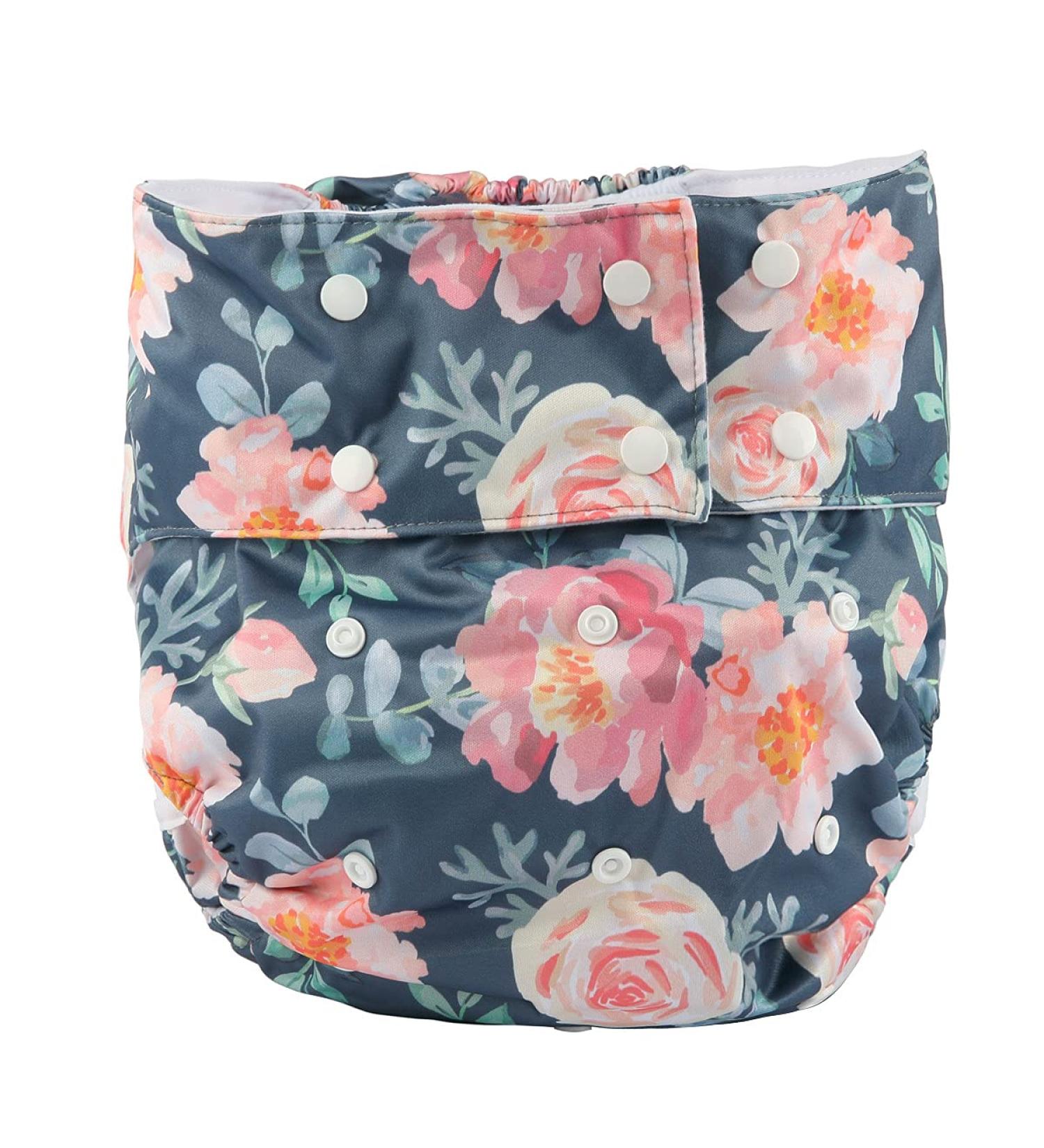Sigzagor Teen Adult Cloth Diaper Nappy Reusable Washable for Disability - Floral Gray Chevron - Buy Online on GoSupps.com