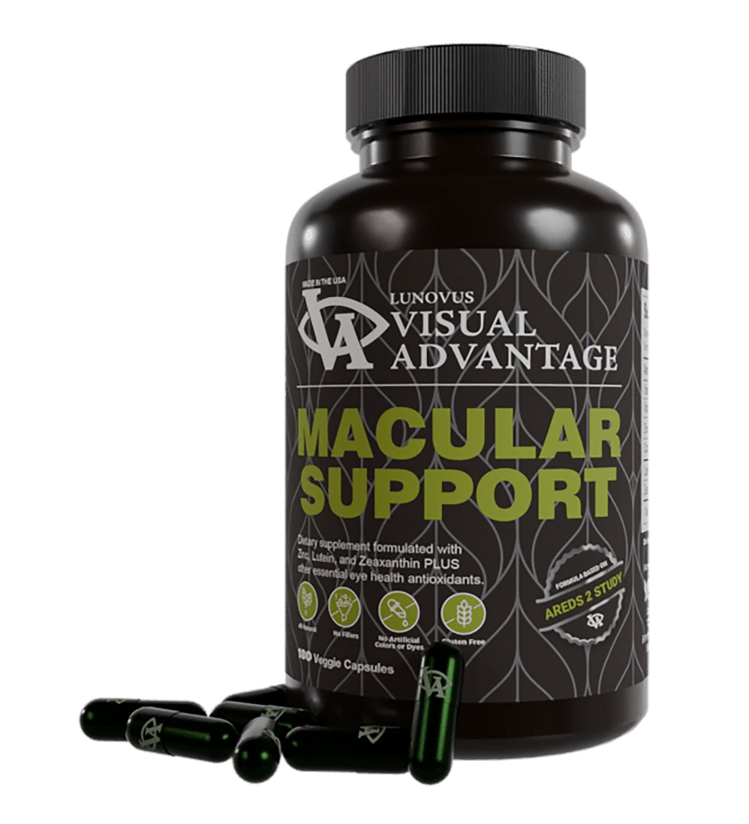 Visual Advantage Macular Support Formula for Eye Health - 180 Count - Based on The AREDS 2 Study - for Age Related Macular Eye Health (AMD) - Eye Vitamins