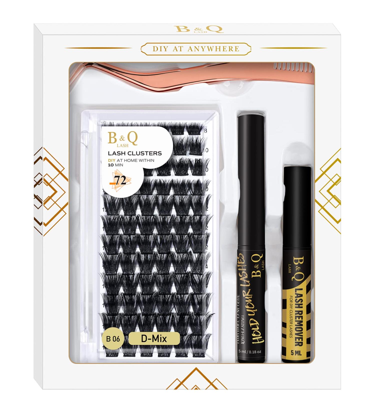 Shop DIY Eyelash Extension Set | B&Q Lash Extensions Kit for Beginners | Individual Eyelash Adhensive & Remover Included - Buy Online on GoSupps.com