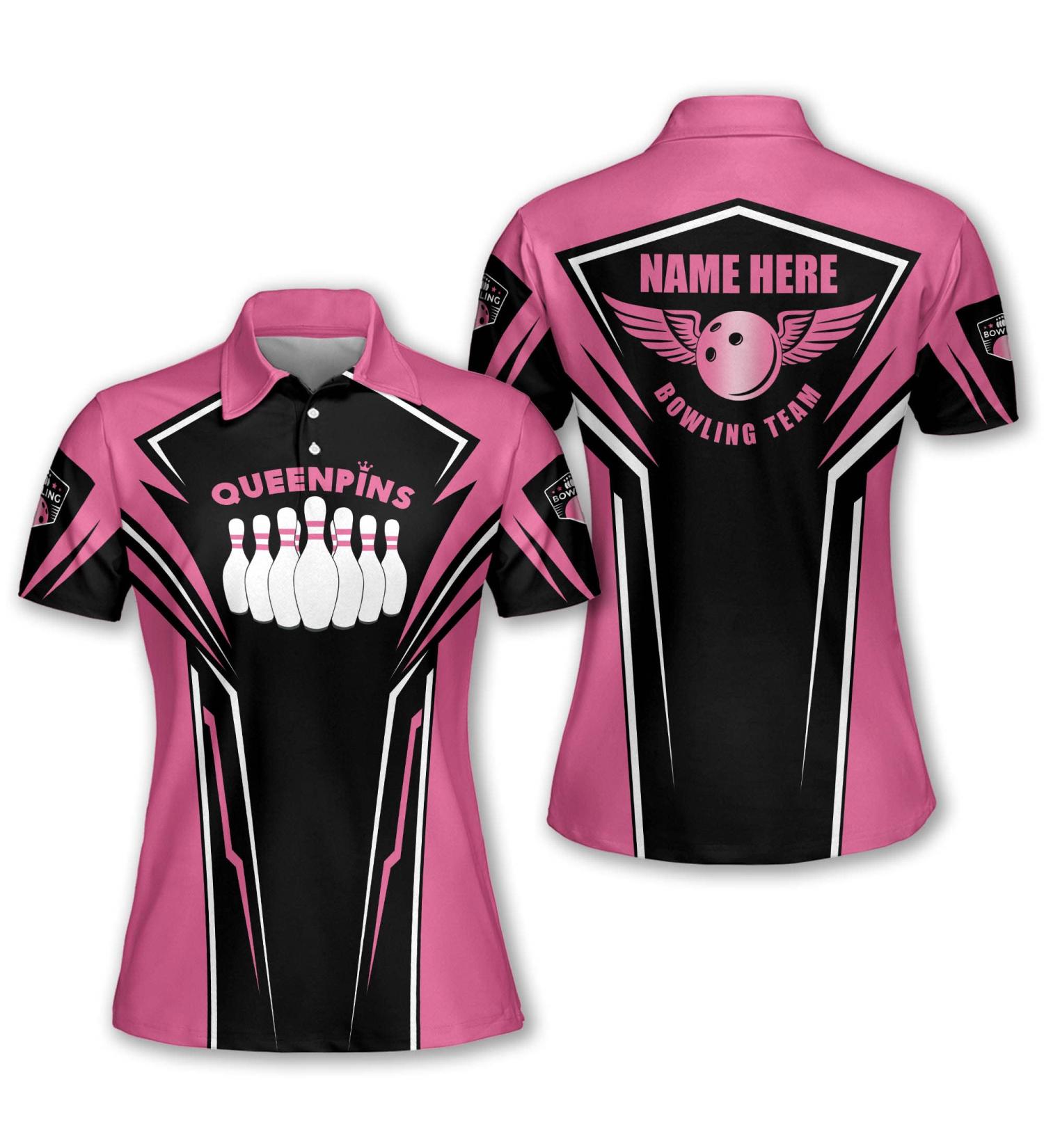 LASFOUR Personalized 3D Bowling Team Shirts for Women - Custom Quick-Dry Short Sleeve Polo - Buy Online on GoSupps.com