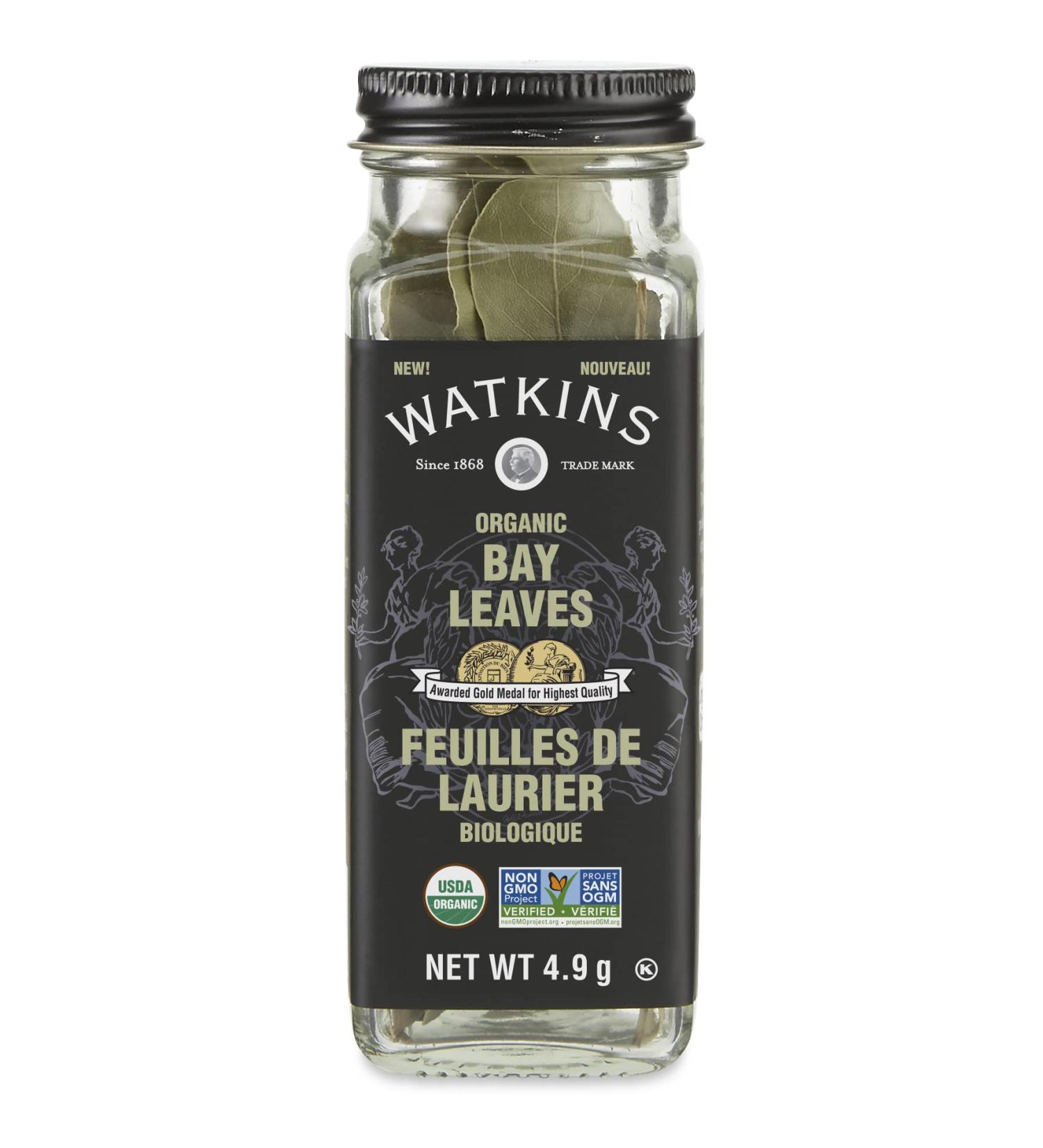 Watkins Gourmet Organic Spice Jar Bay Leaves Non-GMO Kosher 4.9 g - Buy Online on GoSupps.com