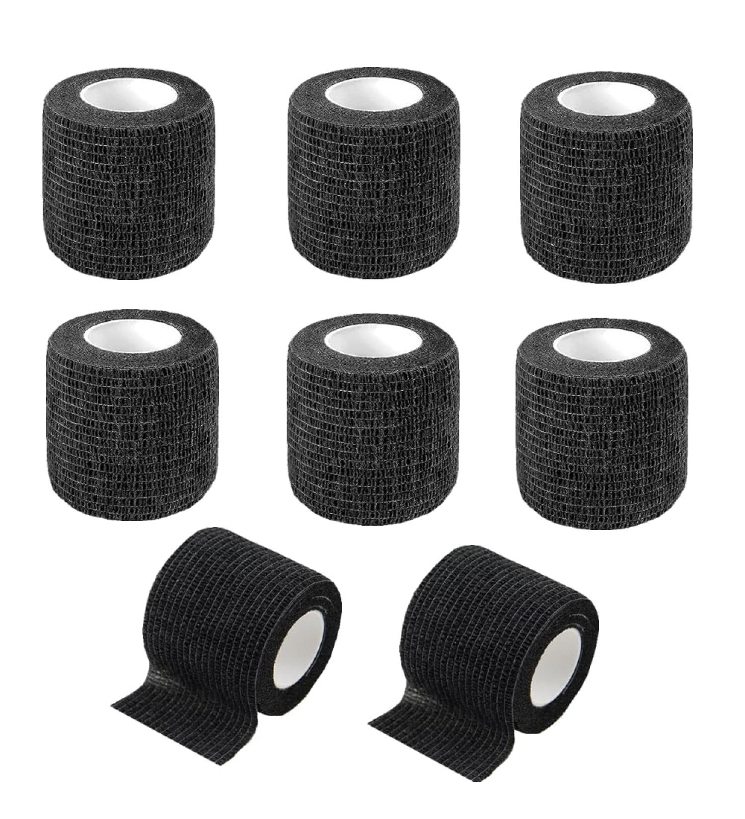 8 Rolls Self-Adhesive Elastic Bandage - Waterproof Comfortable Non-Woven Wrap for Wrist & Ankle - Black 5cm x 4.5m - Buy Online on GoSupps.com