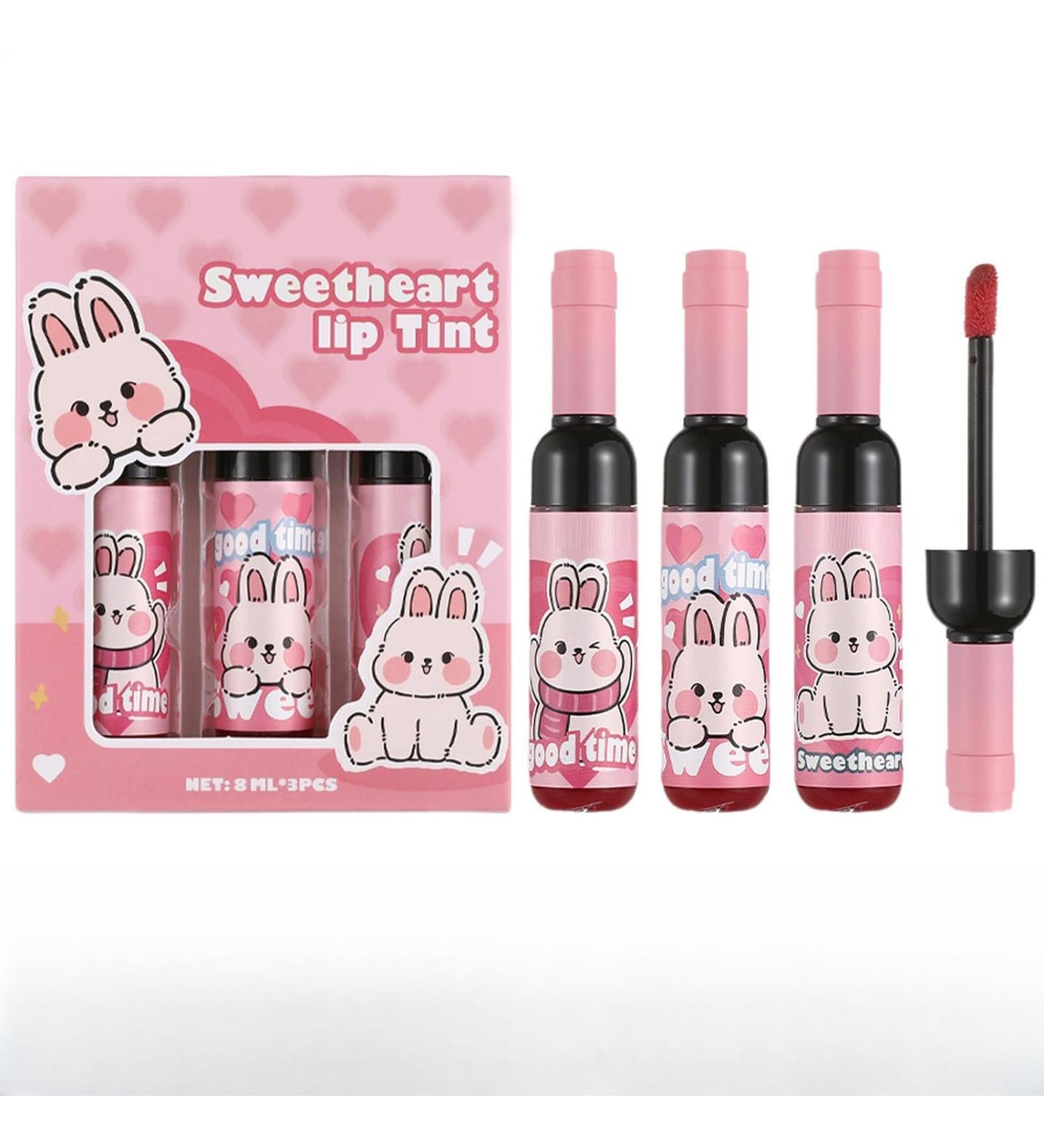 HunicandIU Lip Coloring Lip Gloss 3 Color Pigmented Lip Stain Set Nonstick Cup Daily Makeup Beauty Item for Women Girls Mom Girlfriend Girlfriend - Buy Online on GoSupps.com