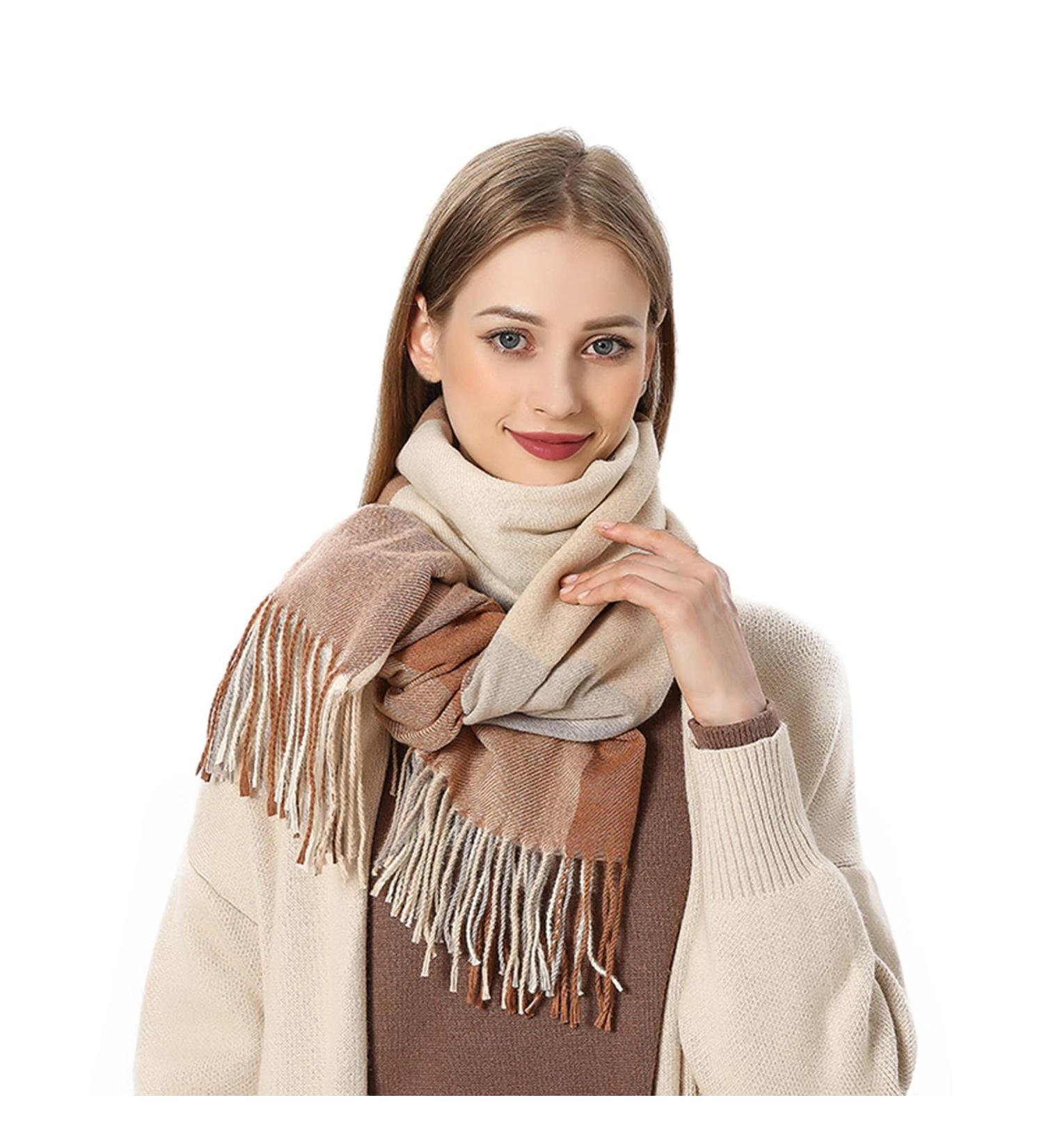 HANXIULIN Triangular Scarf - Women's Winter Scarf | Elegant Luxurious Wrap with Button | Casual Poncho Style - Buy Online on GoSupps.com