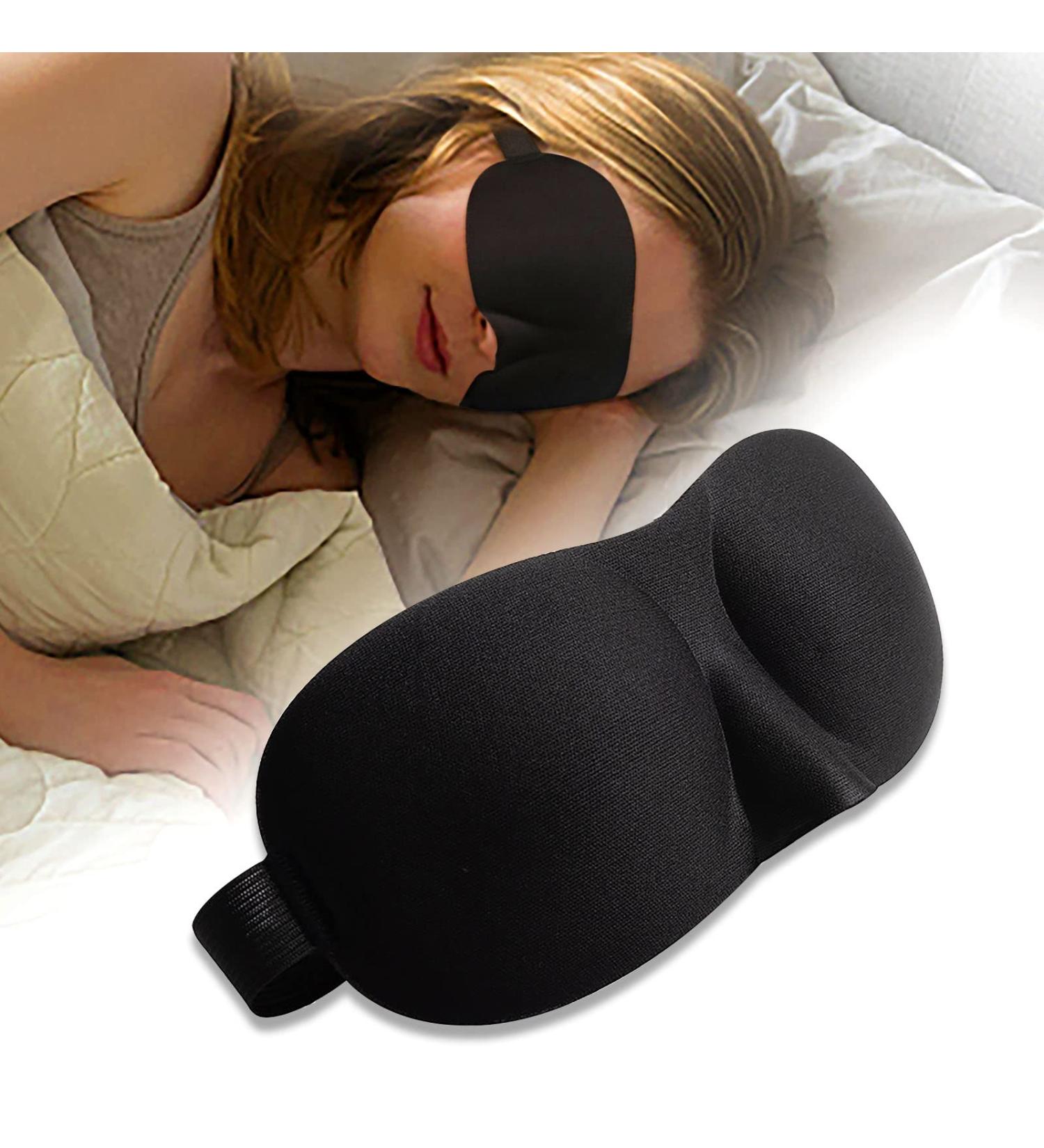 3D Contoured Blackout Sleep Eye Mask for Men and Women - Ultimate Sleeping Aid for Night Sleeping, Travel, and Naps - Soft Comfort Eye Shade Cover and Blindfold in Black - Buy Online on GoSupps.com
