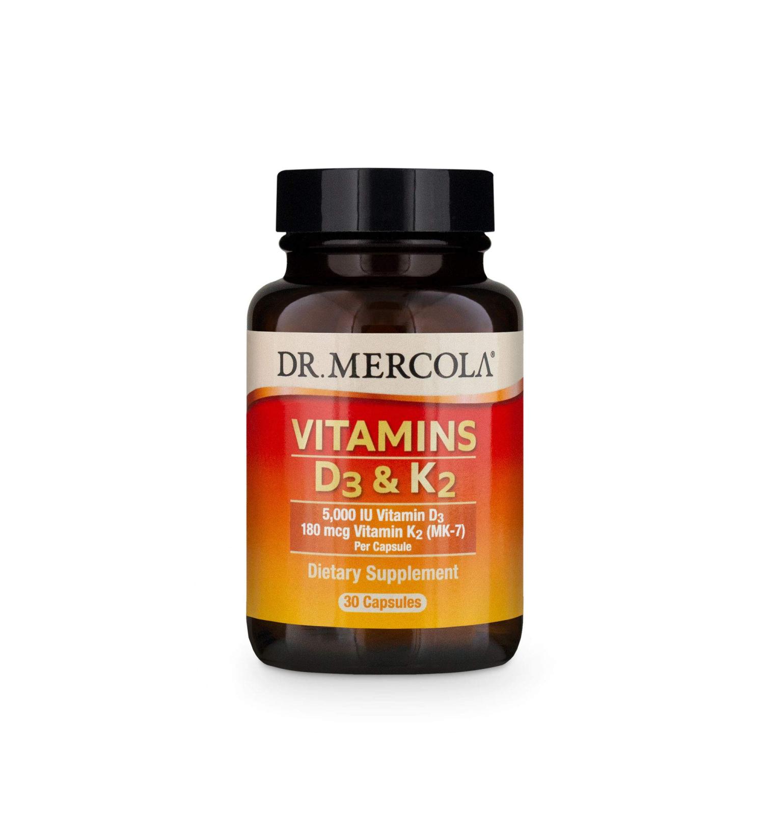Dr. Mercola Vitamins D3 & K2 - 30 Capsules for Immune Support & Bone Health - Buy Online on GoSupps.com