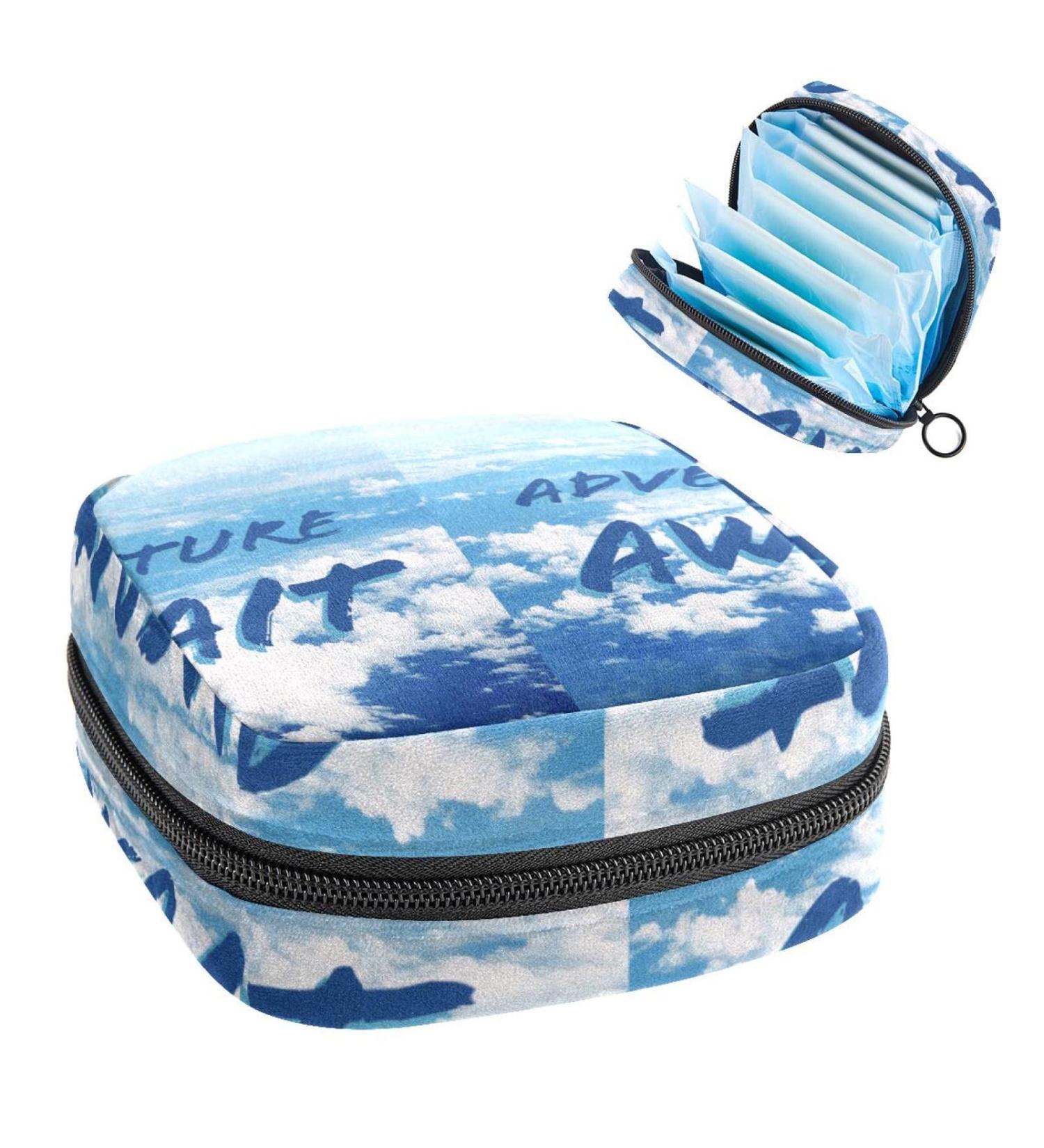 GIAPB Period Bag - Blue Pattern Color1965 | Sanitary Napkin Storage & Travel Makeup Pouch - Buy Online on GoSupps.com
