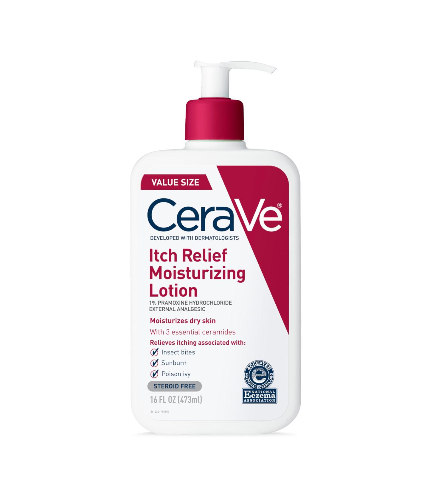 CeraVe Anti Itch Moisturizing Lotion with Pramoxine Hydrochloride Relieves Itch with Minor Skin Irritations Sunburn Relief Bug Bites 16 Ounces 16 Fl Oz (Pack of 1) - Buy Online on GoSupps.com