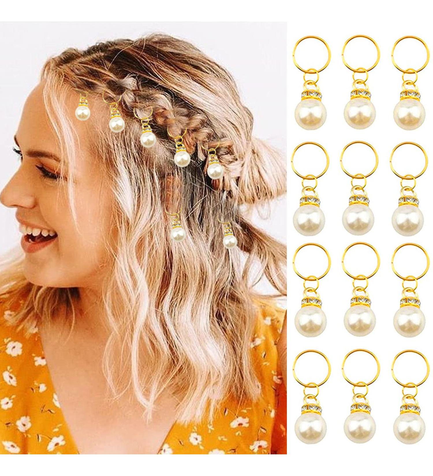 NAISKA 12PCS Gold Pearl Braid Clips - Wedding Hair Pins with Rhinestone Pearls for Women - Shiny Hair Accessories Set - Buy Online on GoSupps.com
