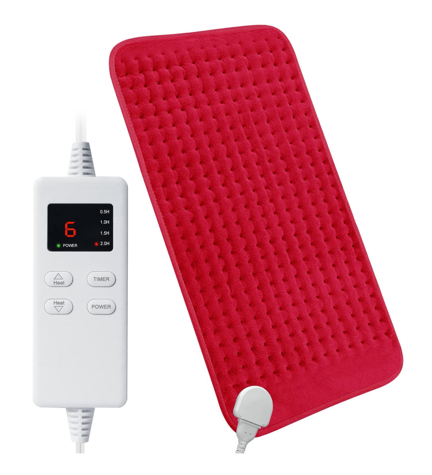 2023 Newest Large Electric Heating Pad for Cramps - 12x24 Red, 6 Temp Levels, Auto Shut Off - Back, Neck, Shoulders, Menstrual Pain Relief - Buy Online on GoSupps.com