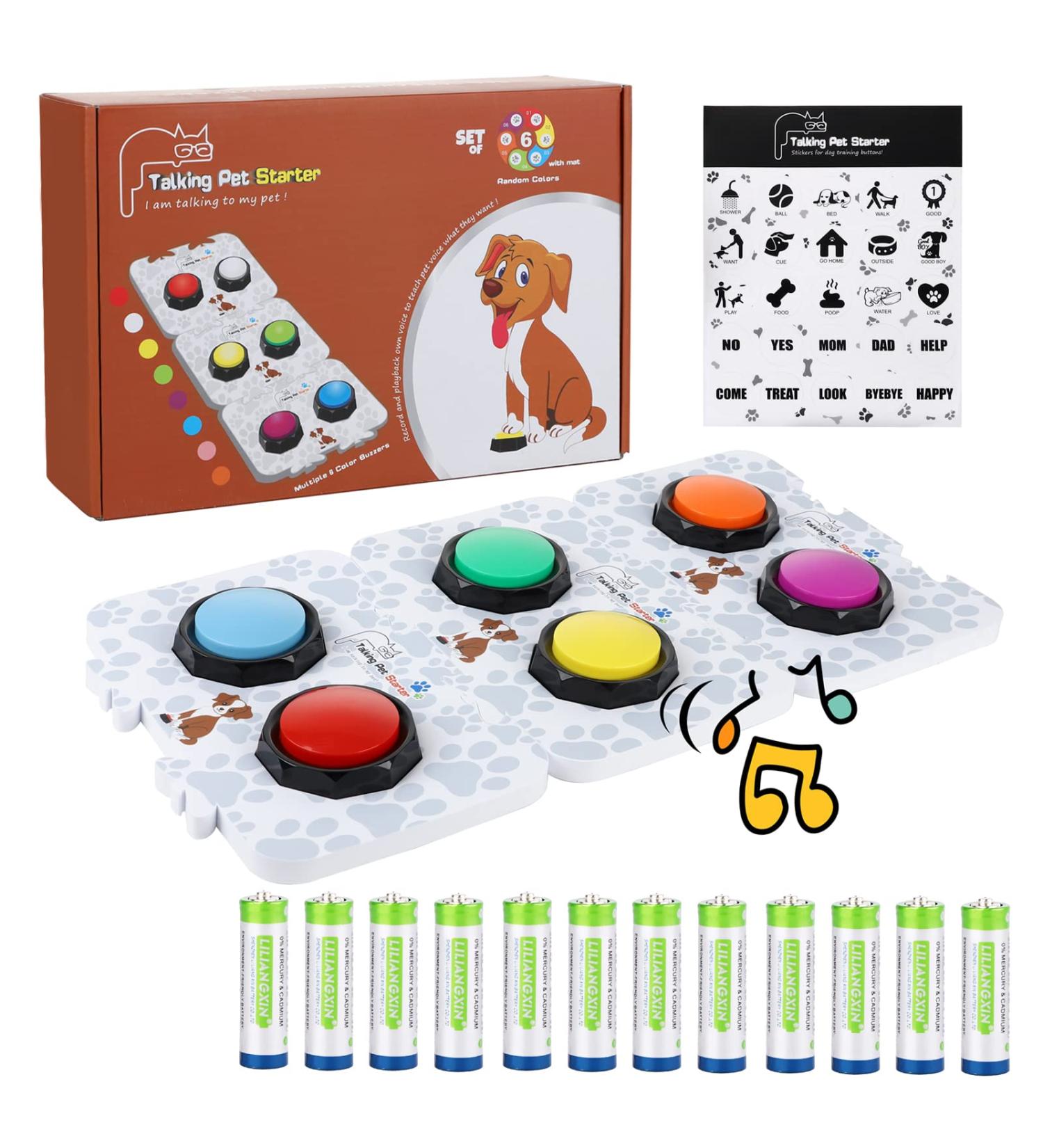 Duffire Dog Communication Button - Innovative Speaking Buttons for Pet Training (6 Languages) with Mats Stickers & Batteries - Buy Online on GoSupps.com