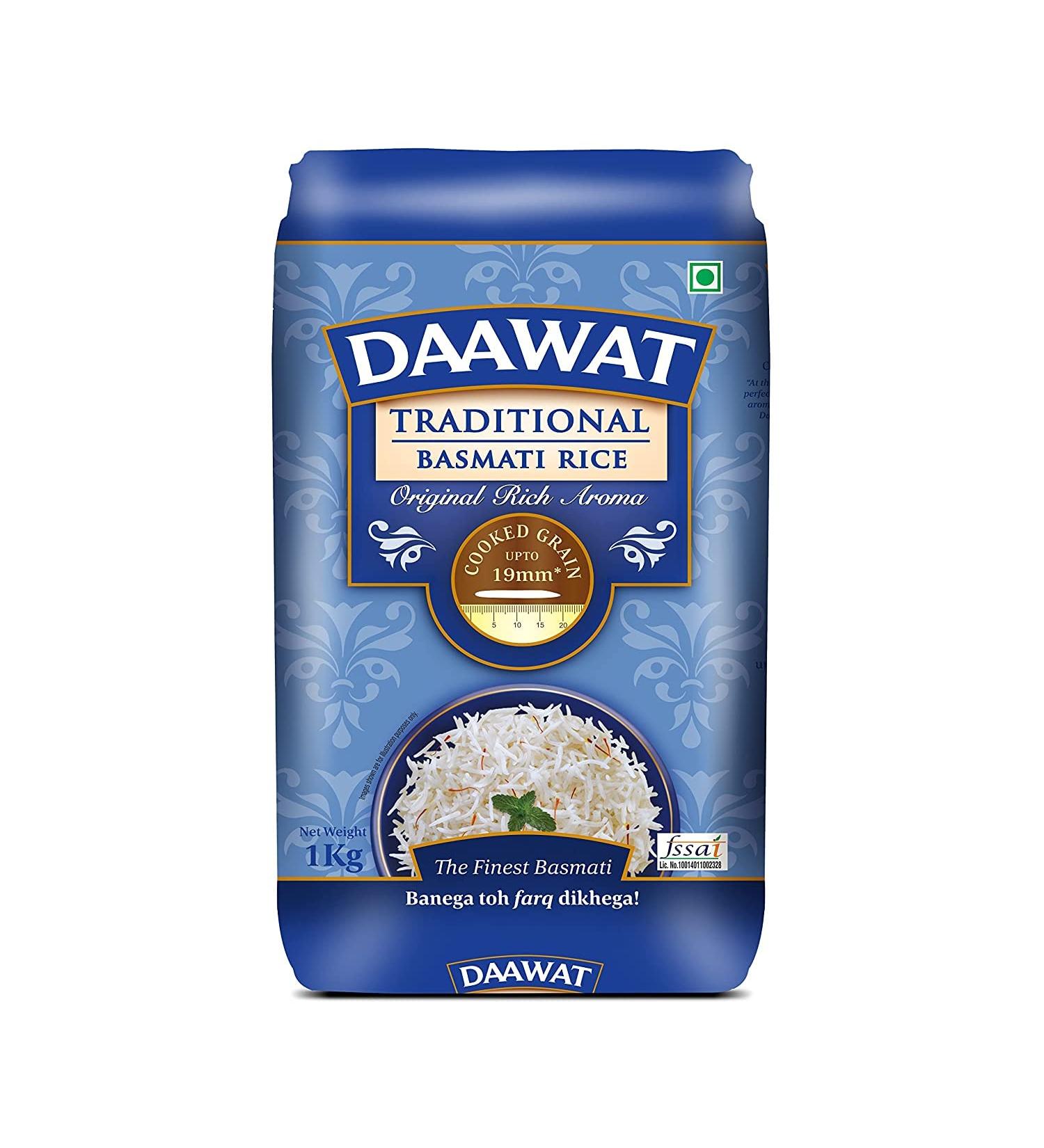 BBRATS Daawat Traditional Basmati Rice 1kg - Buy Online on GoSupps.com