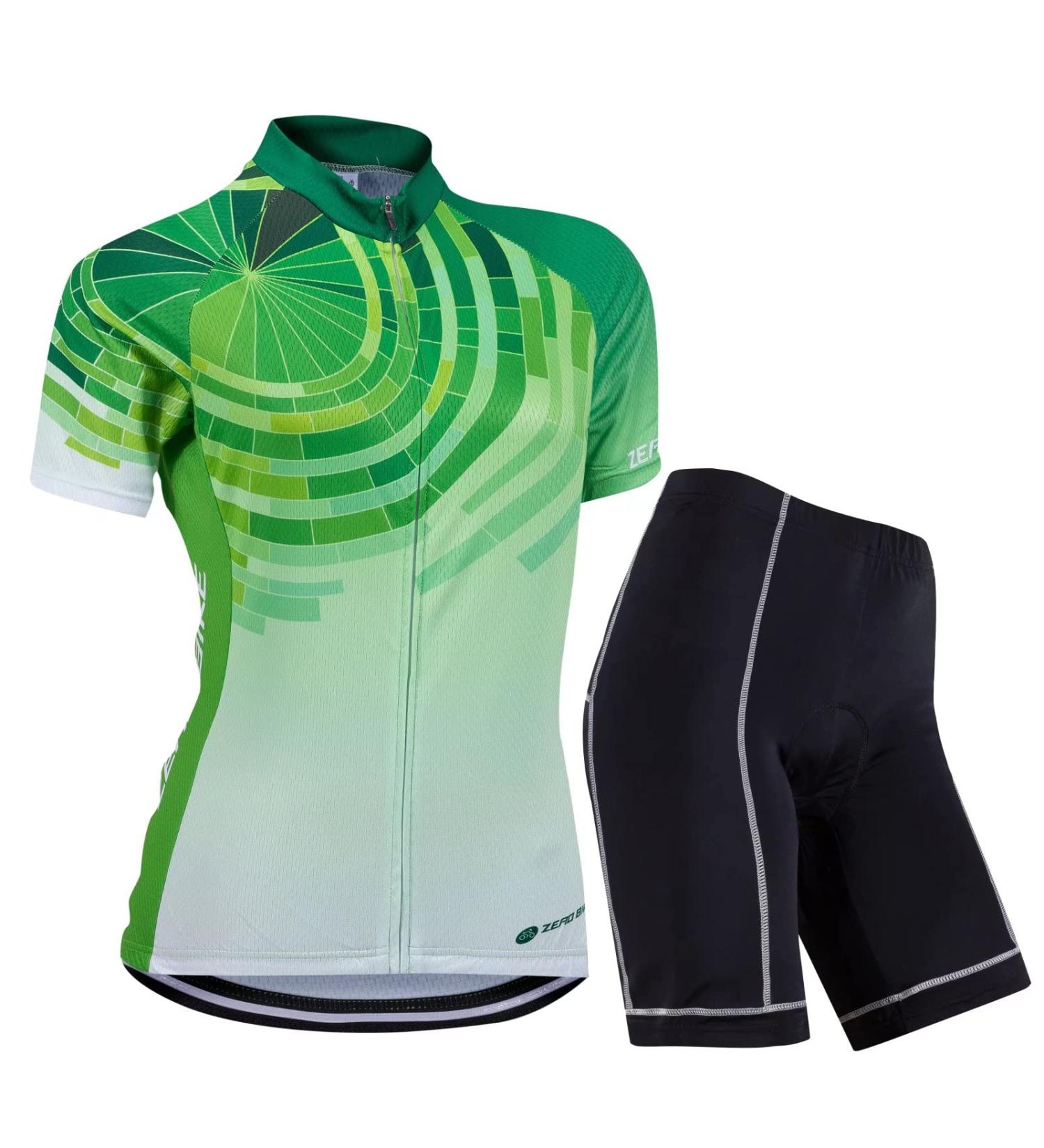 Buy Women's Breathable Fast-Drying Bicycle Jersey Set | Outdoor Short-Sleeved Cycling Shirt & 3D Gel Padded Shorts in Green Lemon - XL | International Shipping Available - Buy Online on GoSupps.com