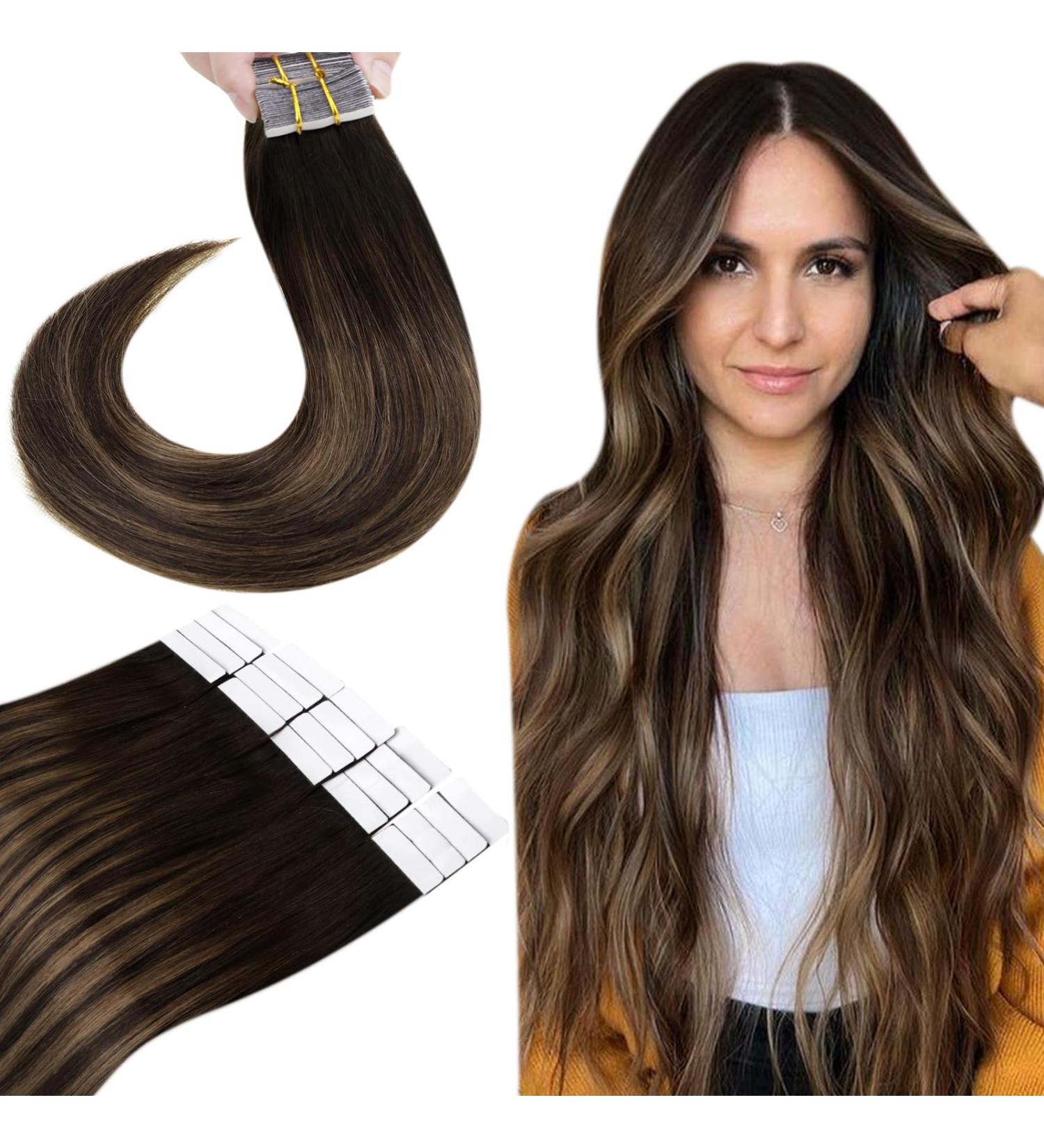 Buy Hetto Tape In Extensions - Real Hair Balayage Brown to Ash Brown #2/8/2 | 40cm 50g | Premium Hair Recovery - Buy Online on GoSupps.com
