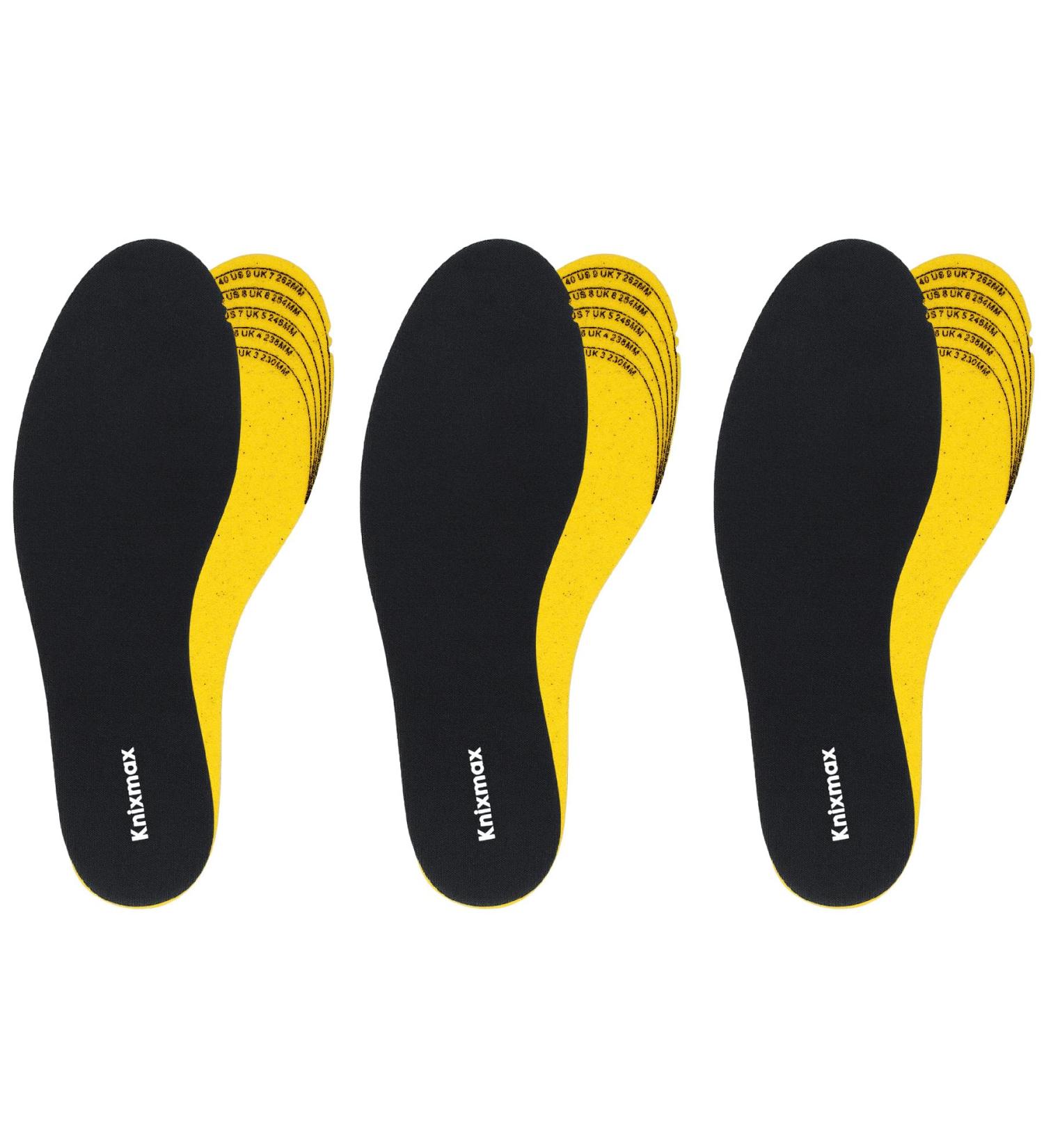 Knixmax Memory Foam Insoles for Men - 3 Pairs of Cushioned Shoe Inserts for Sneakers Slippers & Boots (EU 41-46 Men 8-13) - Super Soft Thin Comfortable Black Inner Soles - Buy Online on GoSupps.com