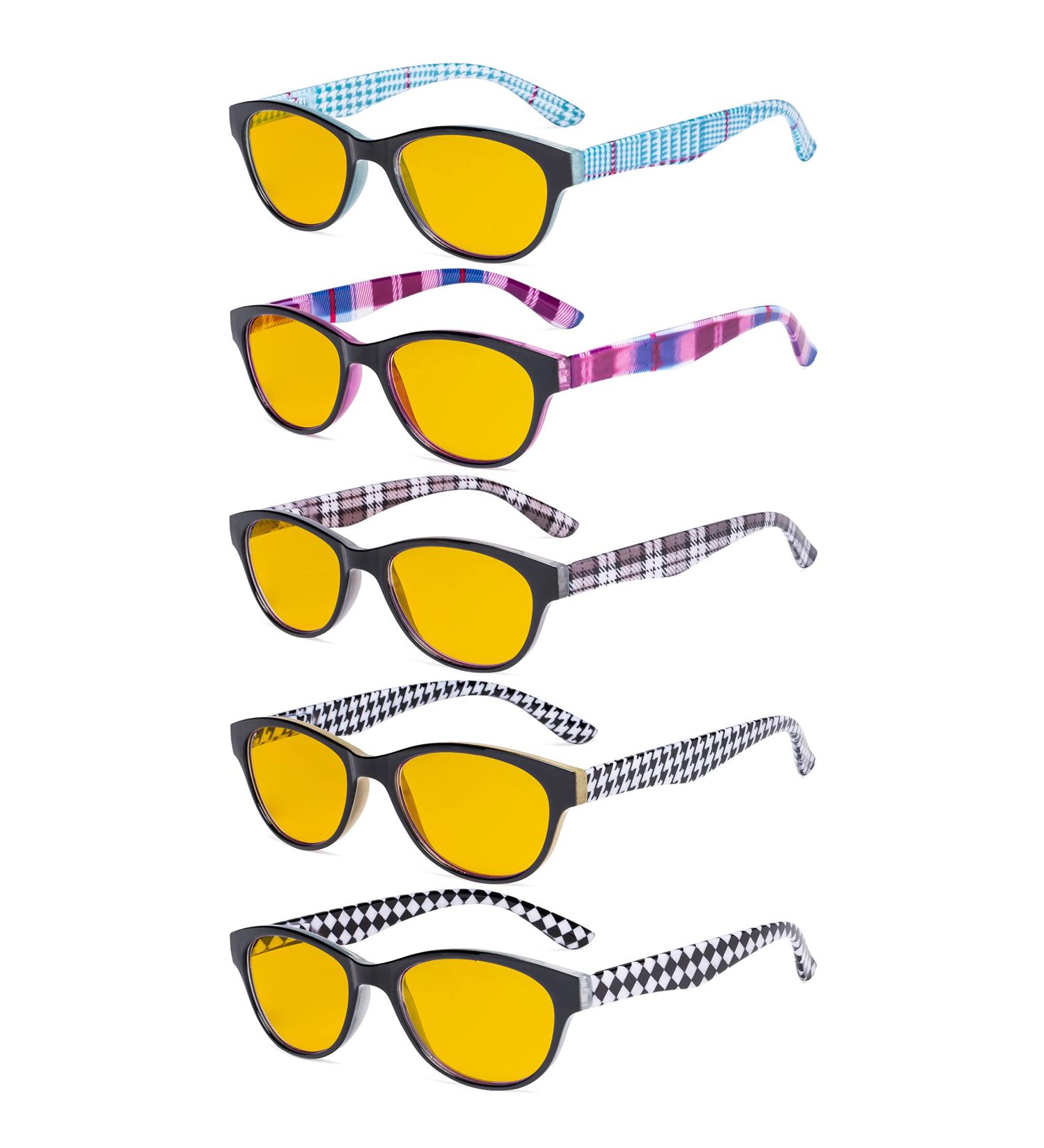 Eyekepper 5 Pack Cat Eye Blue Light Blocking Reading Glasses - Amber Tinted +0.00 - Stylish & Comfortable | Protect Your Eyes Online - Buy Online on GoSupps.com