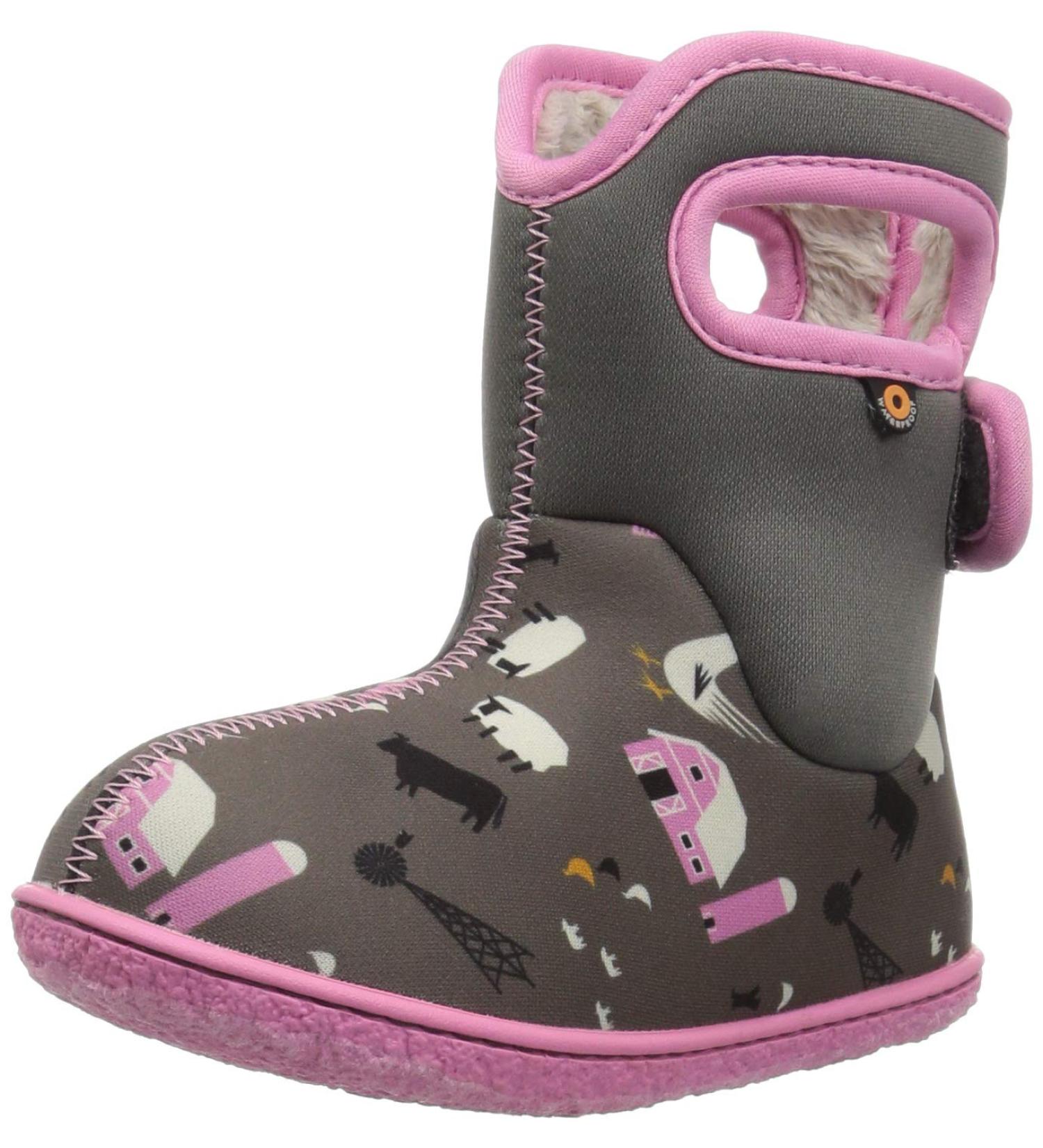 BOGS Baby Wellington Boots Plum Flower Stripe 71565 | UK 3-8 | Grey Multi - Buy Online on GoSupps.com