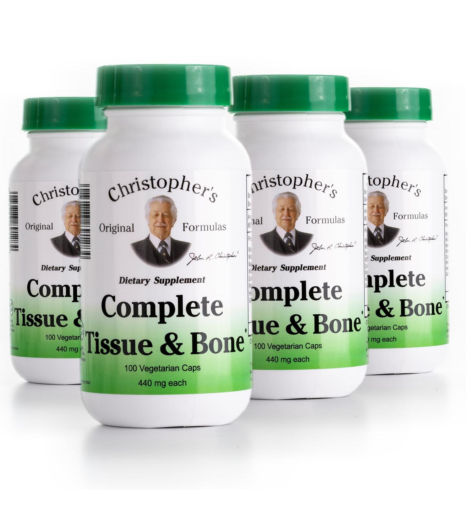 Christopher's Original Formulas Complete Tissue & Bone Formula 100 VCaps | Herbal Support for Bones & Connective Tissue - Pack of 4 100 Count (Pack of 4) - Buy Online on GoSupps.com