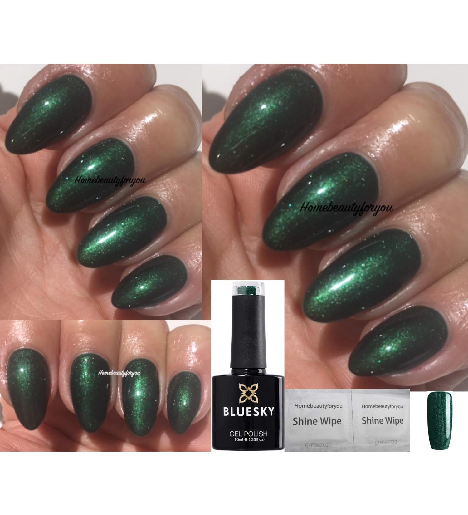 Bluesky Nail Gel Polish GREEN Pretty Poison Dark Green Shimmer UV LED Soak Off 10ml (Requires Drying Under UV/LED Lamp) - Buy Online on GoSupps.com