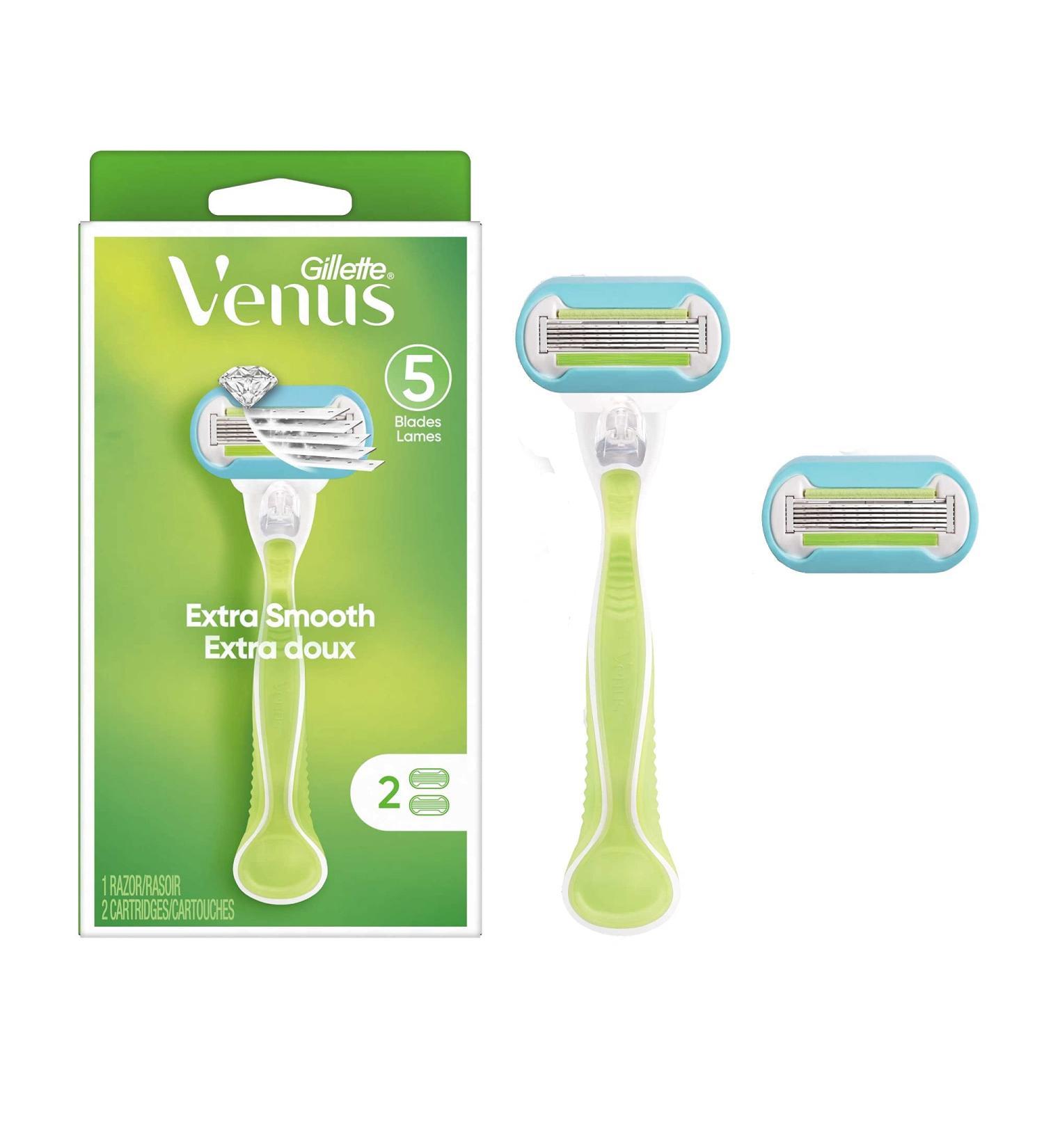 Gillette Venus Extra Smooth Razor Kit - 1 Razor + 2 Cartridges for Silky Skin - Buy Online on GoSupps.com