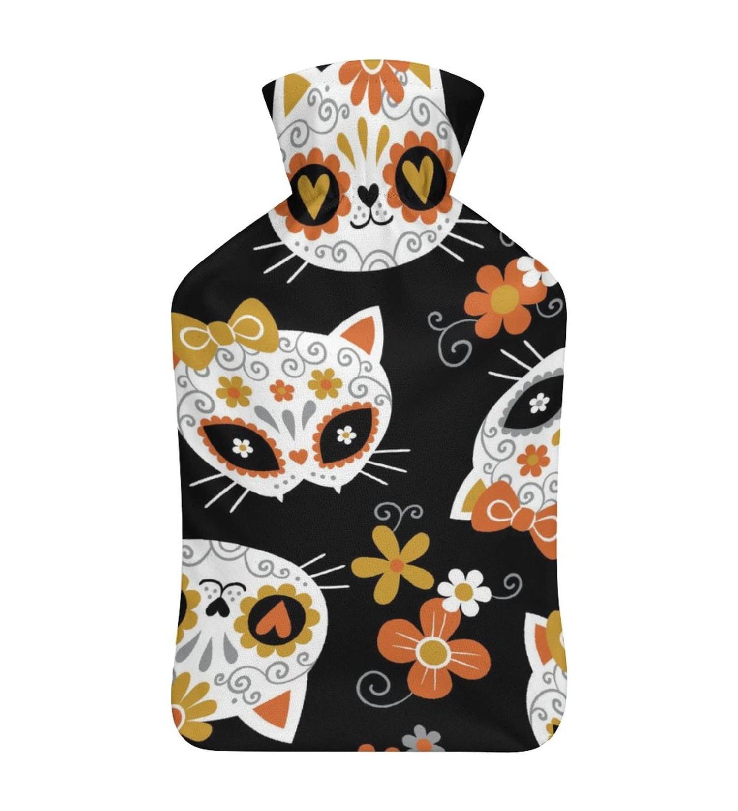 Cute Cat Skulls Hot Water Bottle Cover | Plush Hand Warmer for Adults & Kids - 26.5x15.3cm - Buy Online on GoSupps.com