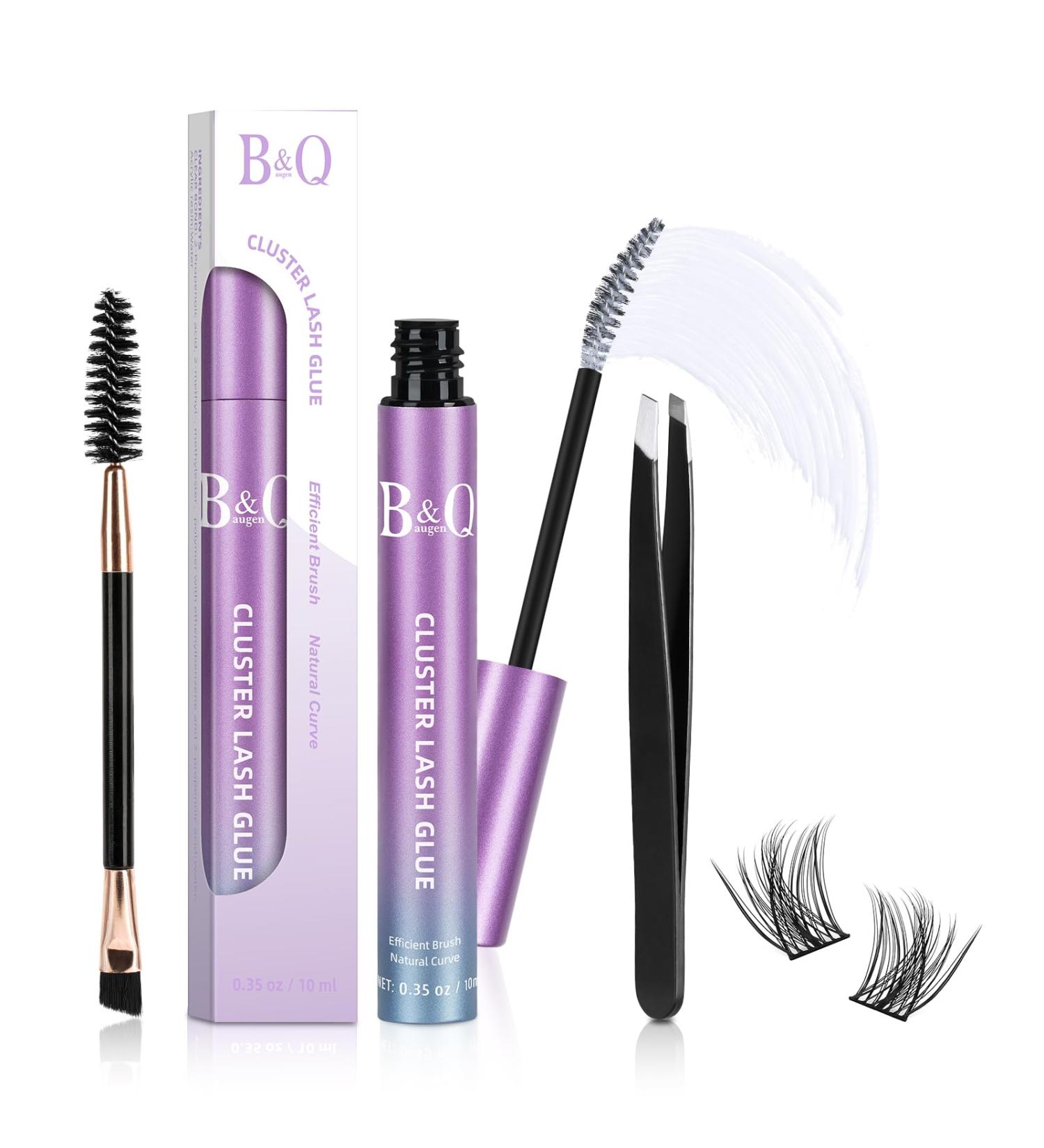 Lash Cluster Glue 10 ML - Waterproof Black Bond for Eyelash Extensions | Lasts 48-72 Hours | Includes Brushes & Tweezers - B&Qaugen - Buy Online on GoSupps.com