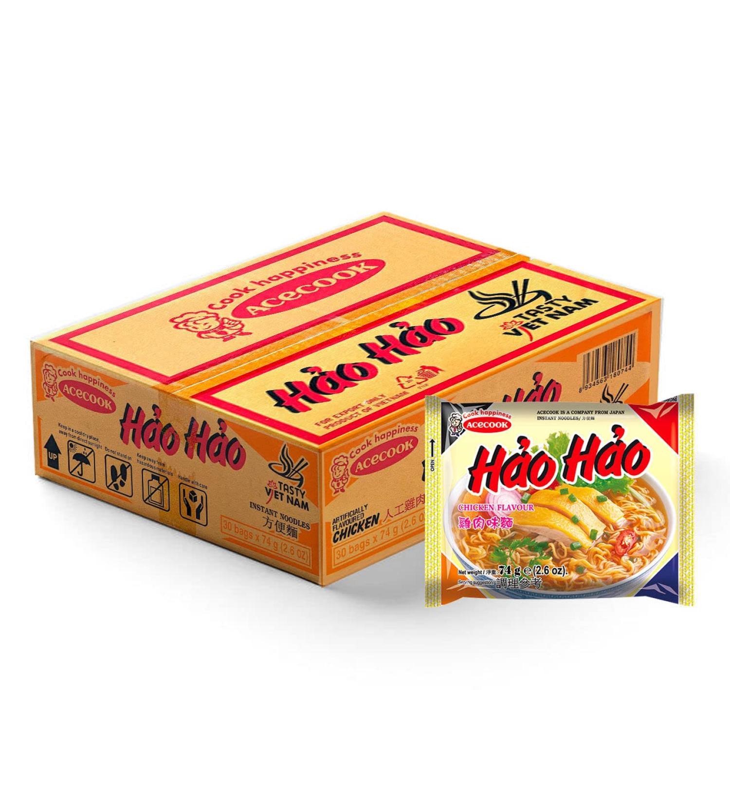 Acecook Hao Hao Instant Noodle Chicken Flavour 74g (Pack of 30)
