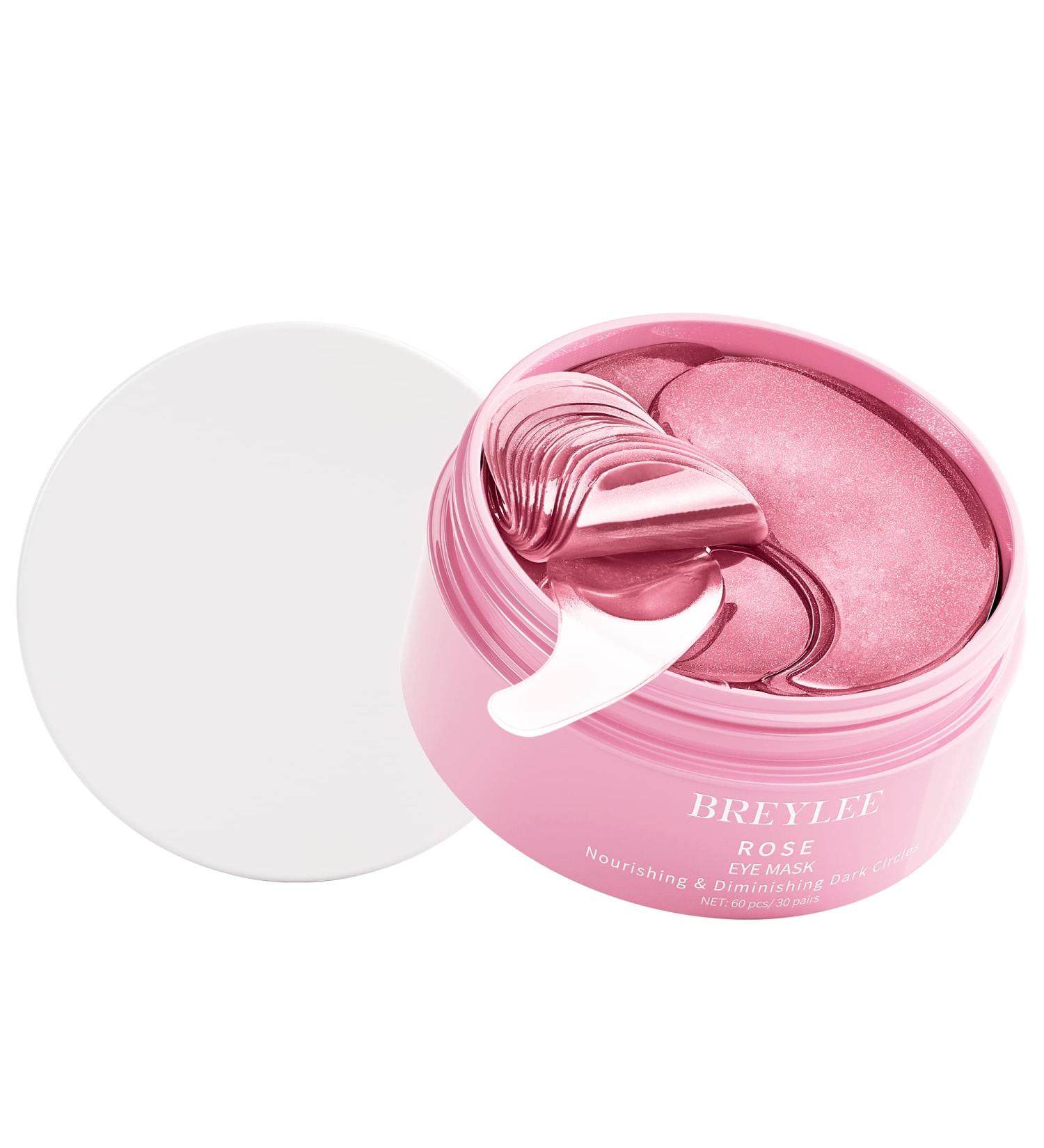 BREYLEE Pink Rose Eye Mask 60 Pcs - Puffy Eyes & Dark Circles Treatment | Reduce Wrinkles & Fine Lines, Improve Skin Firmness | 100% Natural Ingredients - Buy Online on GoSupps.com